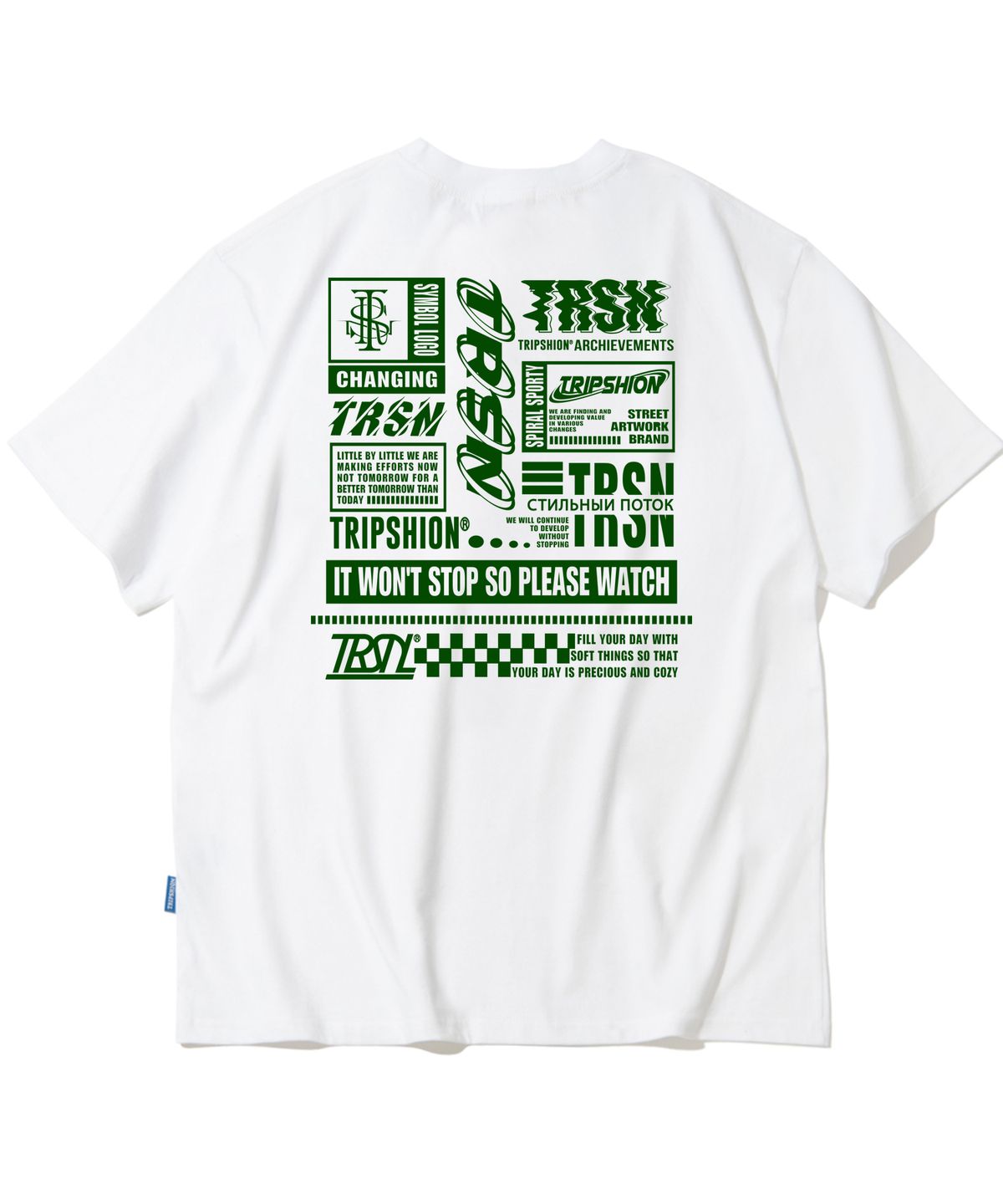 트립션(TRIPSHION) Green Big Logo Compil 그래픽 티셔츠 - 8 컬러