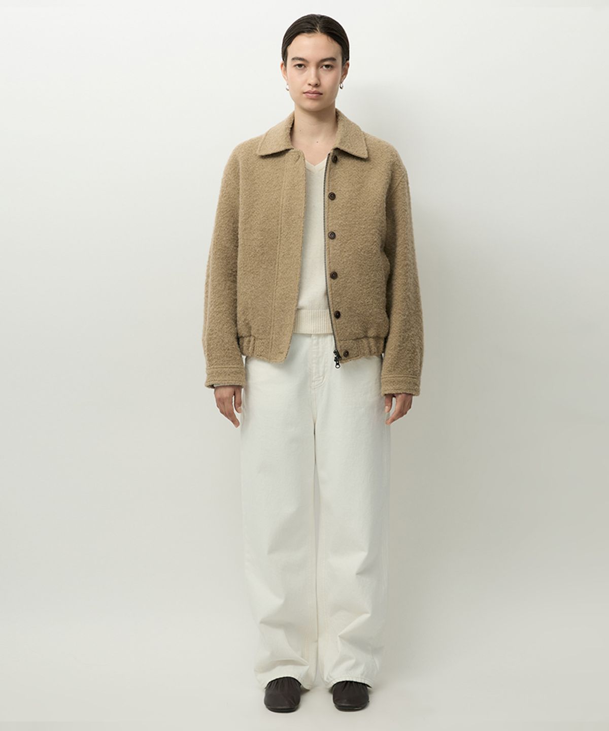 러프사이드 화이트라벨(ROUGH SIDE WHITE LABEL) Curly Blouson Beige