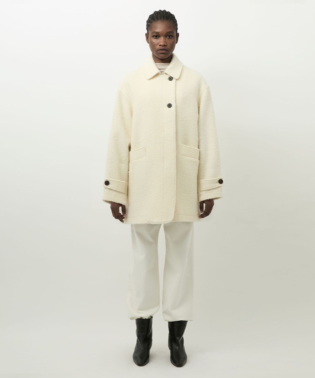 러프사이드 화이트라벨(ROUGH SIDE WHITE LABEL) Pluffy Double Coat Ivory