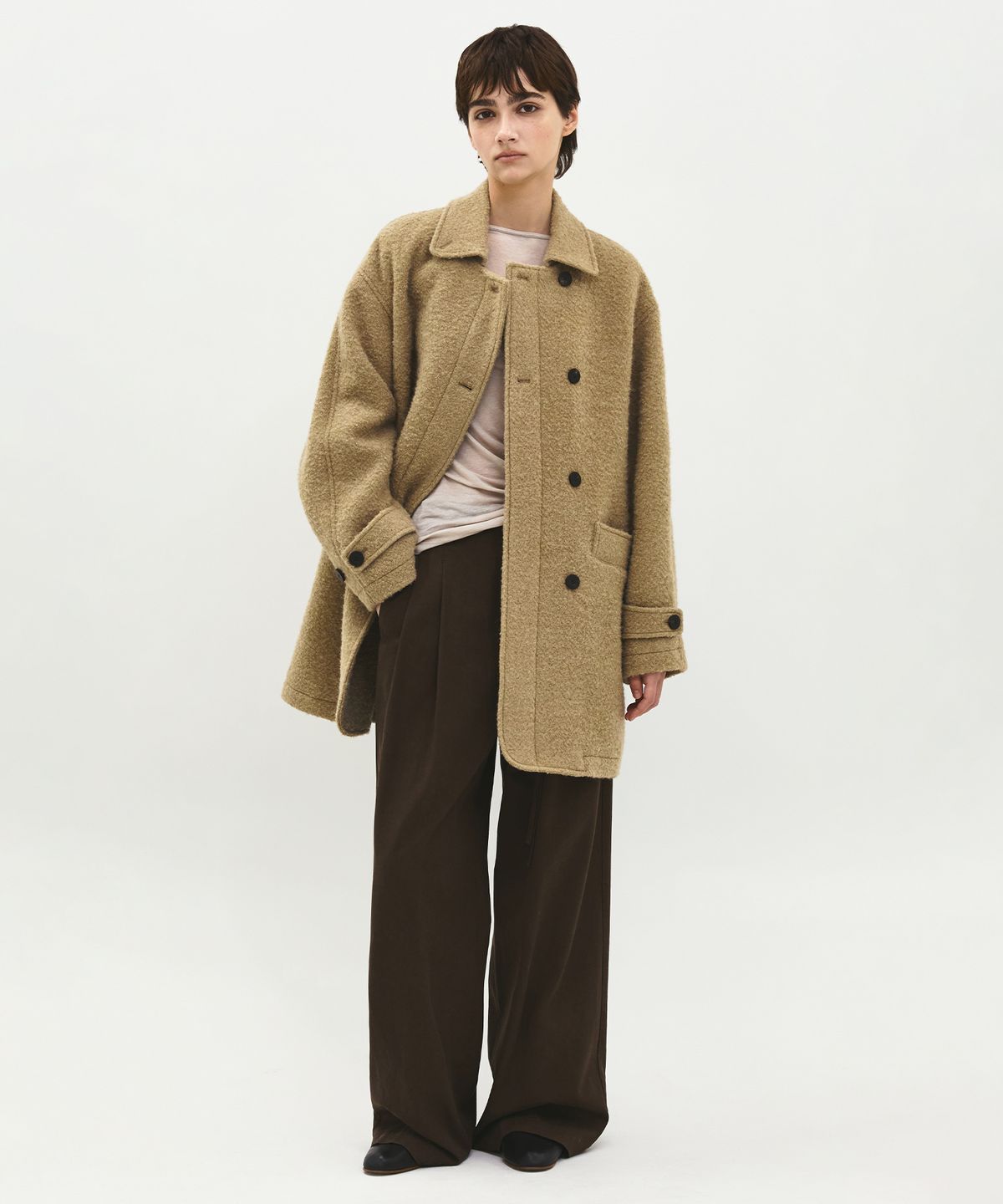 러프사이드 화이트라벨(ROUGH SIDE WHITE LABEL) Pluffy Double Coat Beige