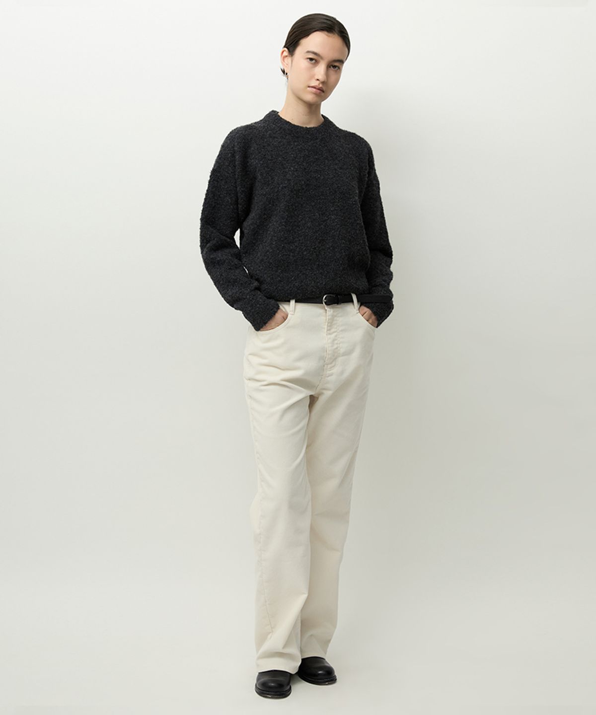 러프사이드 화이트라벨(ROUGH SIDE WHITE LABEL) Relaxed Corduroy Pants Ivory