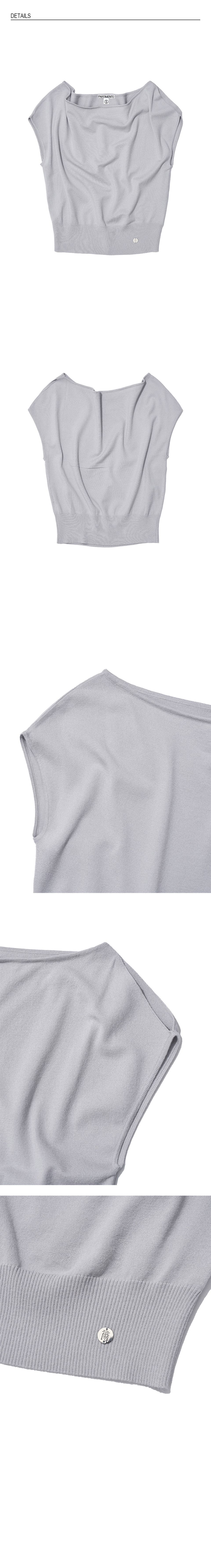 MUSINSA | PARTIMENTO WOMEN Slit Off-Shoulder Knit Top_Light Gray