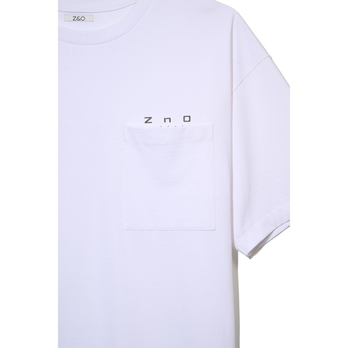 지앤오(ZNO) 로고 오버사이즈 숏 슬리브 티셔츠(화이트)