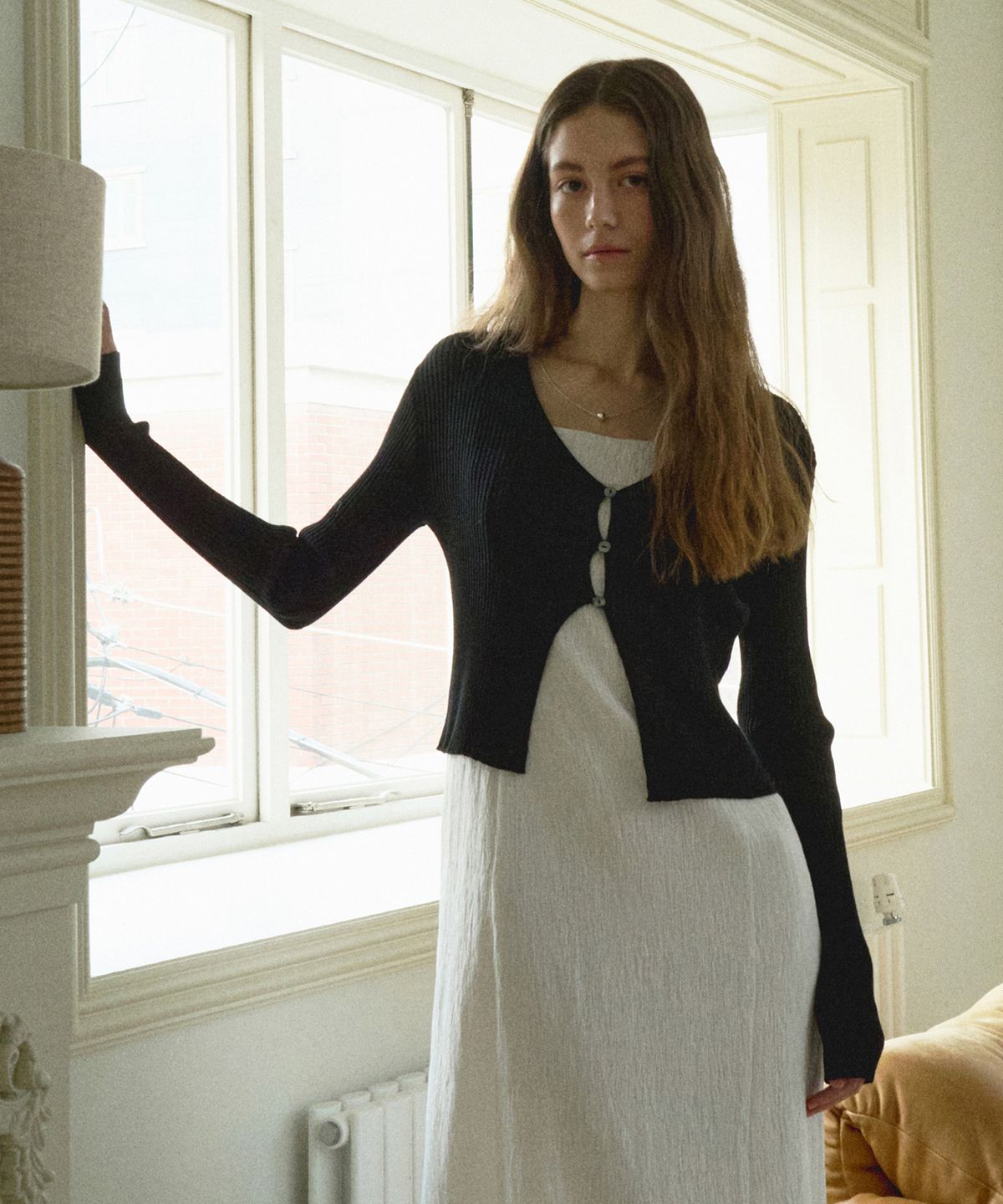 오떼뜨(OCTETTE) RIBBED BUTTON CARDIGAN_3COLOR