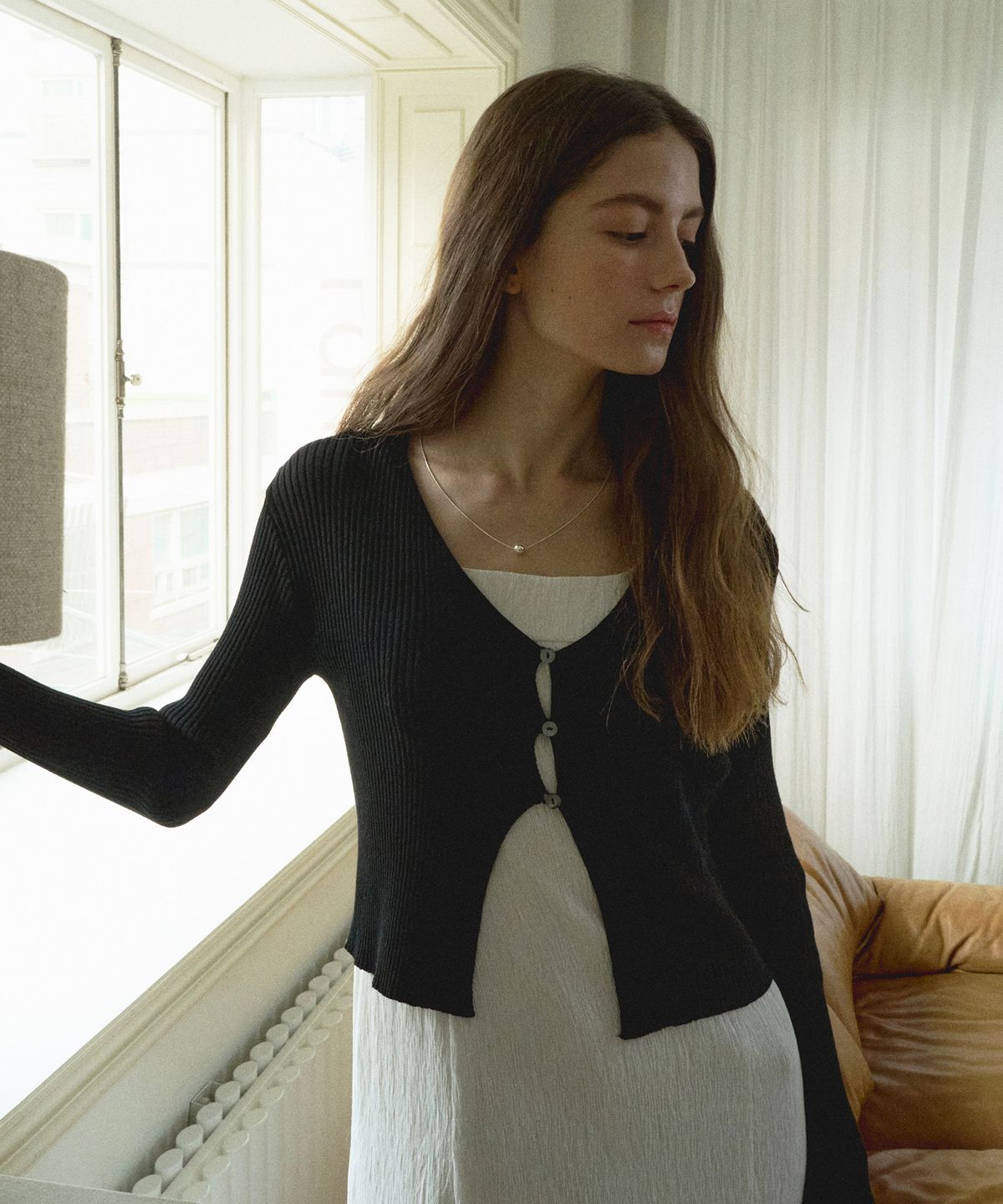 오떼뜨(OCTETTE) RIBBED BUTTON CARDIGAN_3COLOR