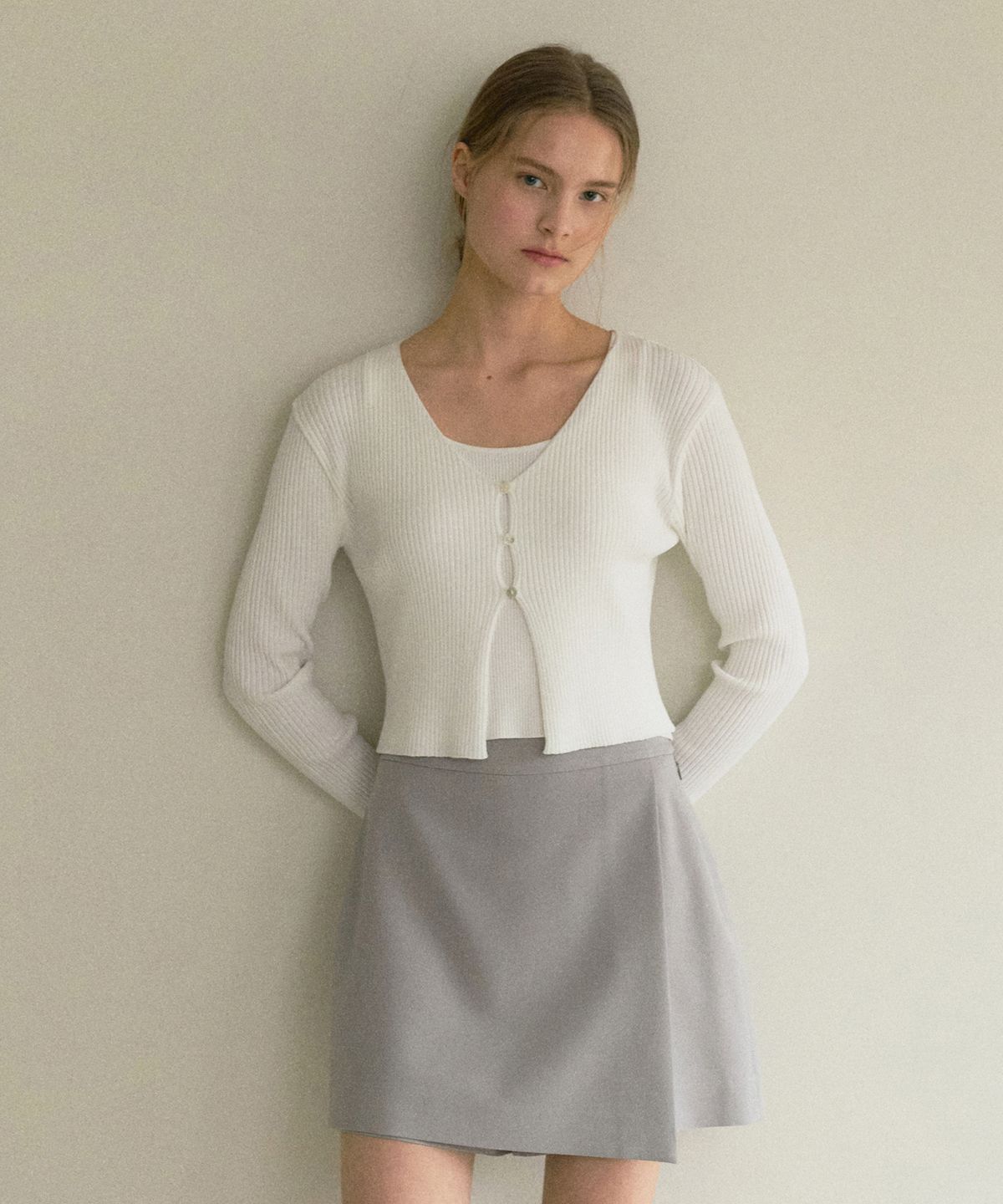 오떼뜨(OCTETTE) RIBBED BUTTON CARDIGAN_3COLOR