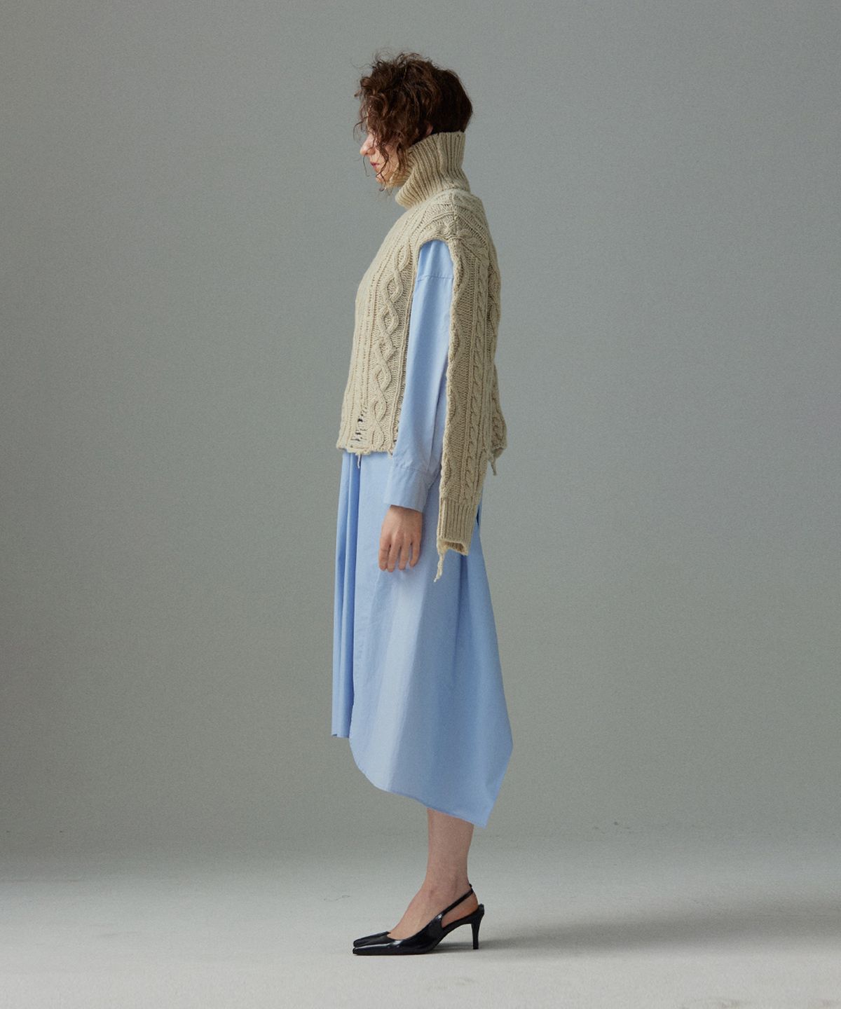 므아므(MMAM) [ESSENTIAL] Maxi pin tuck shirt dress
