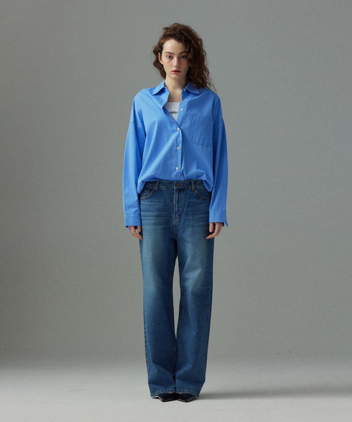 므아므(MMAM) [ESSENTIAL] Pocket basic pin tuck over-fit shirt