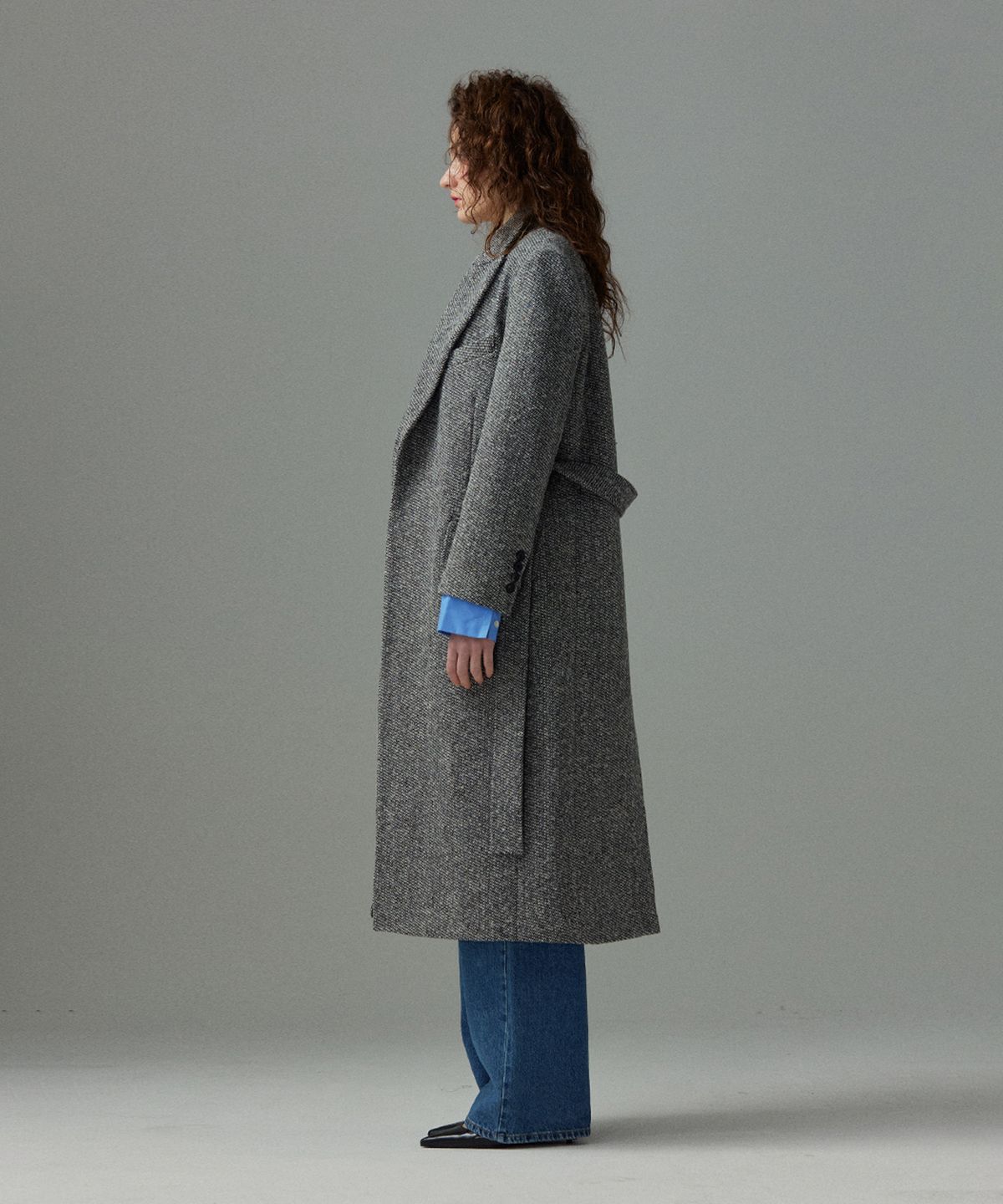 므아므(MMAM) [ESSENTIAL] Tweed minimal long coat
