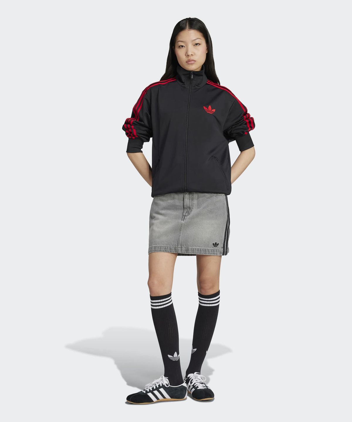 아디다스(ADIDAS) 3S 데님 미니 스커트 - 워시드그레이데님 / JW2657