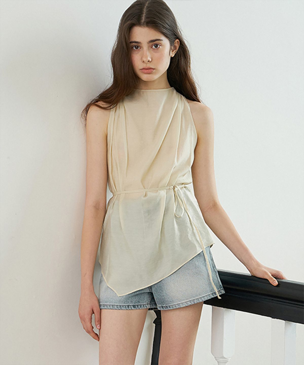 디애니(THE ANY) Drape See-Through Blouse