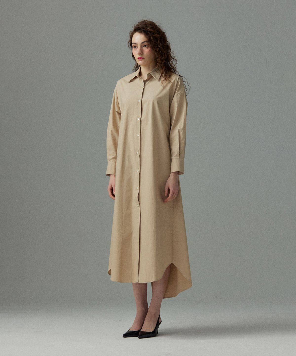 므아므(MMAM) [ESSENTIAL] Maxi pin tuck shirt dress