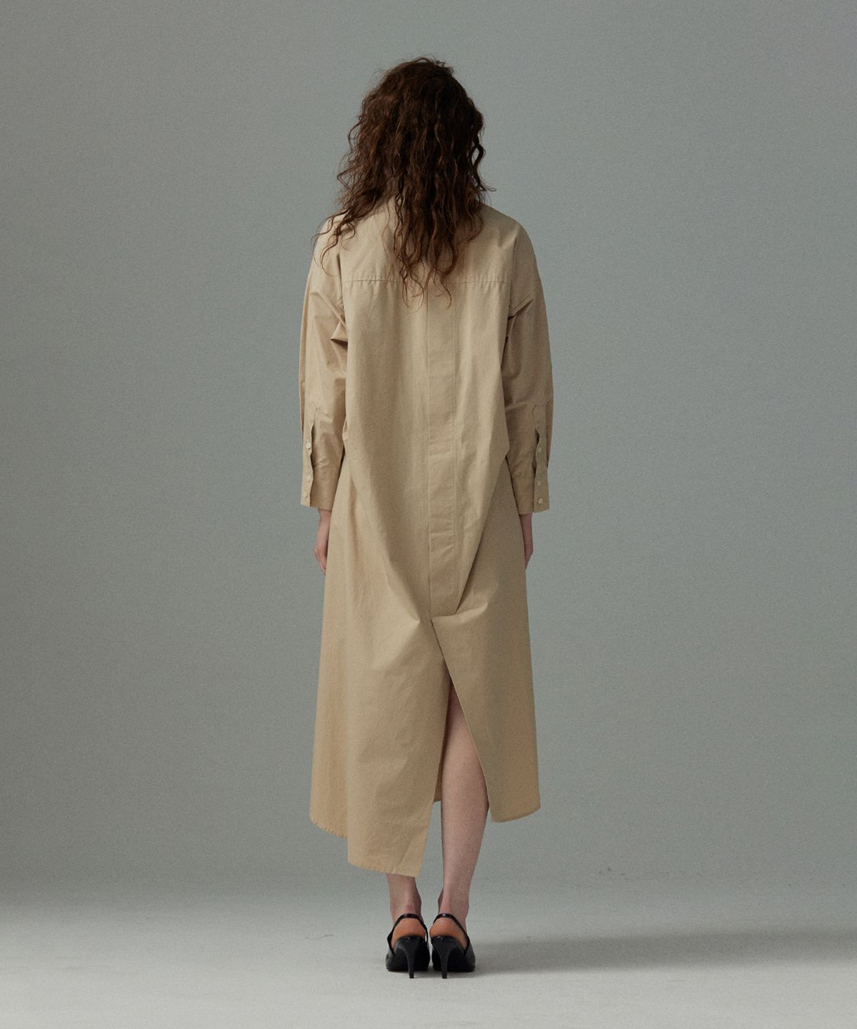 므아므(MMAM) [ESSENTIAL] Maxi pin tuck shirt dress