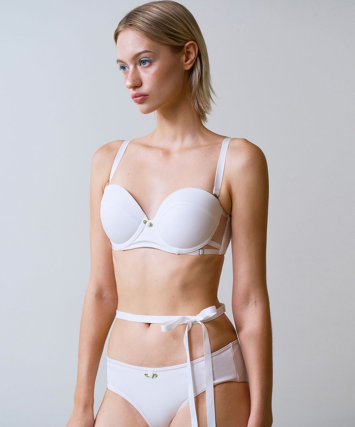 비나제이(VINAJ) 티니로즈 반컵 비키니브라 (White)