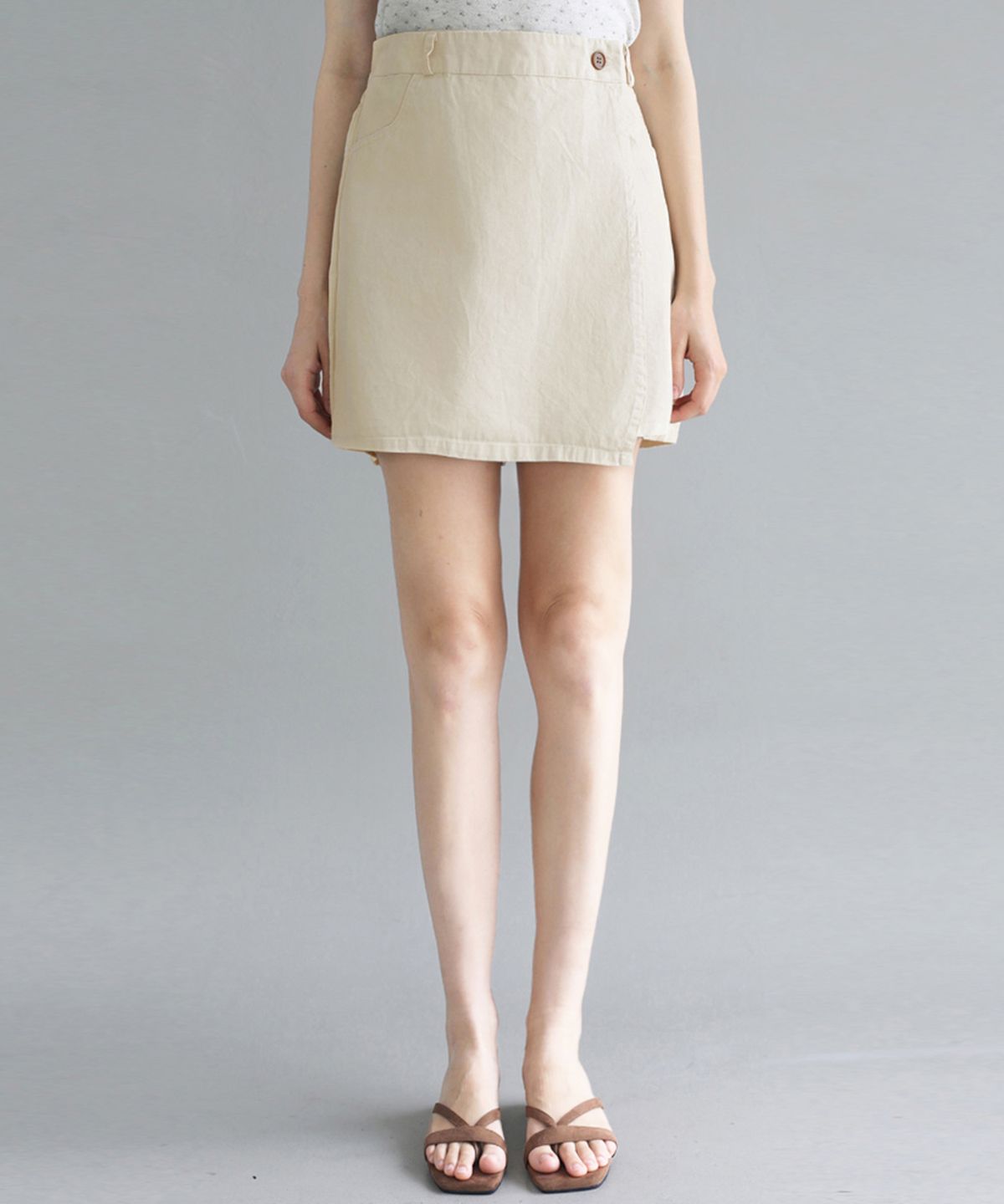 슬로우롤리(SLOWLOLLI) Cloud wrap mini skirt