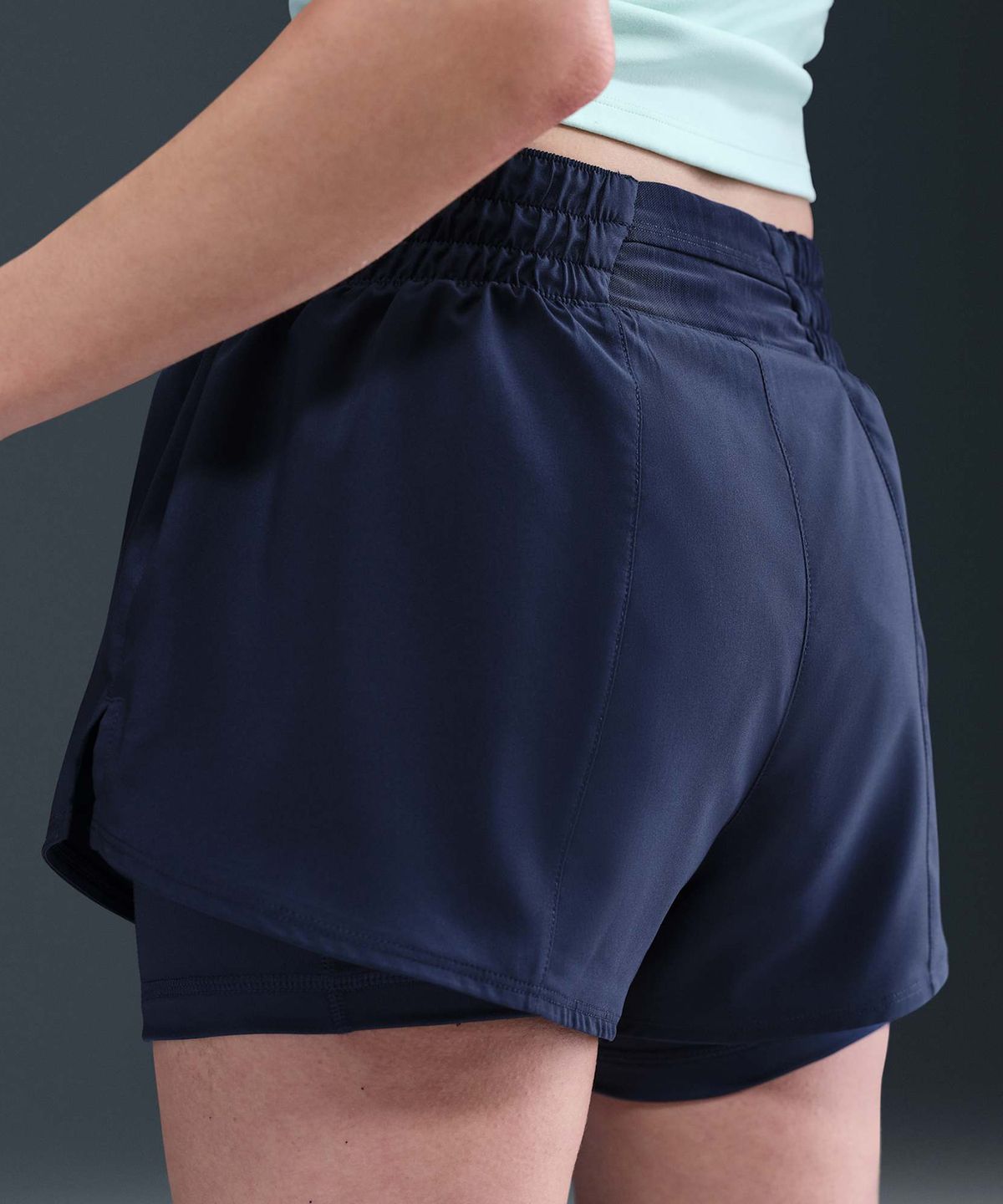 나이키(NIKE) 드라이 핏 원 미드라이즈 3인치 투인원 쇼츠 W - 미드나이트 네이비:화이트 / DX6013-410