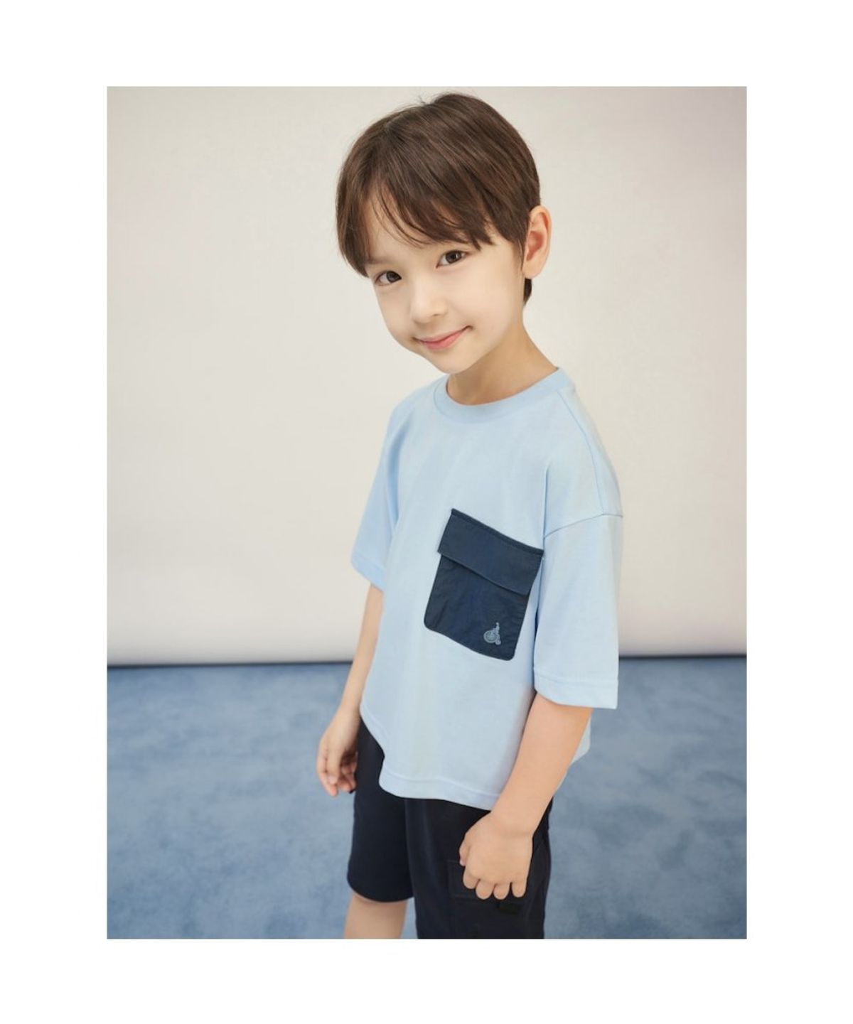 빈폴 키즈(BEANPOLE KIDS) 스트라이프 레이어드 반팔 & 긴팔 2PCS 상상세트  스카이 블루 (BI5741U02Q)