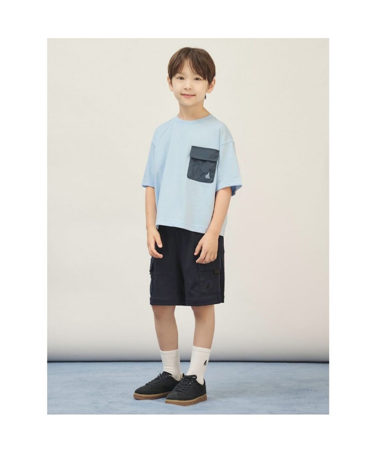 빈폴 키즈(BEANPOLE KIDS) 스트라이프 레이어드 반팔 & 긴팔 2PCS 상상세트  스카이 블루 (BI5741U02Q)