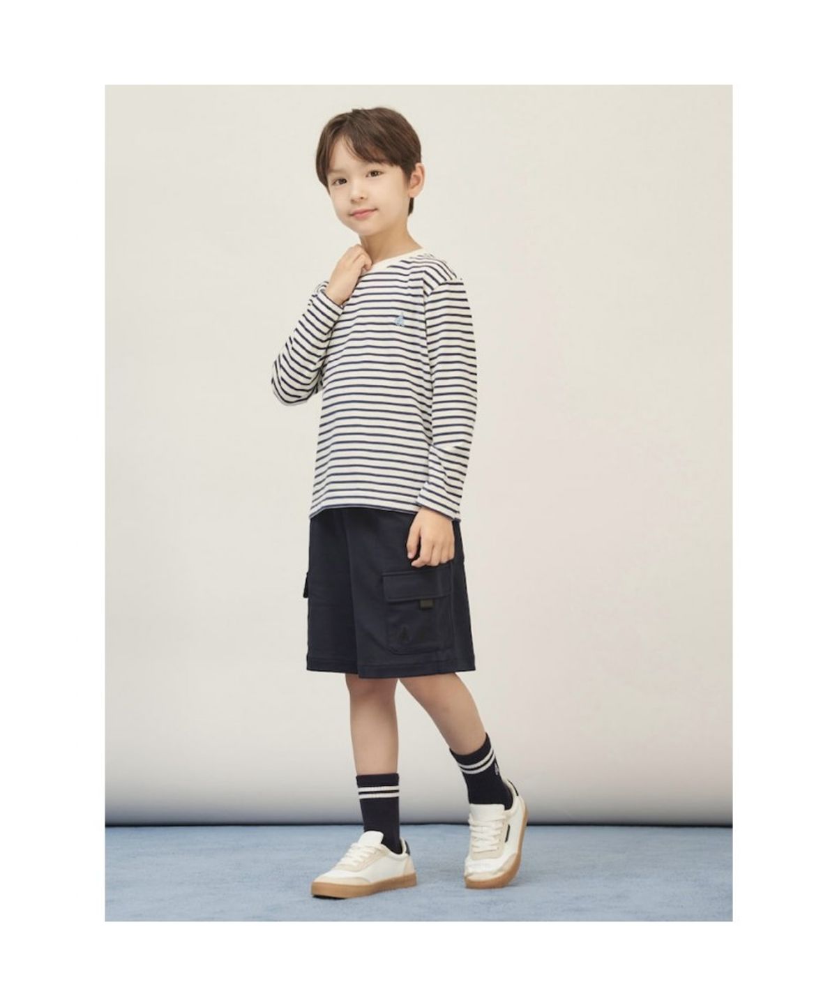 빈폴 키즈(BEANPOLE KIDS) 스트라이프 레이어드 반팔 & 긴팔 2PCS 상상세트  스카이 블루 (BI5741U02Q)