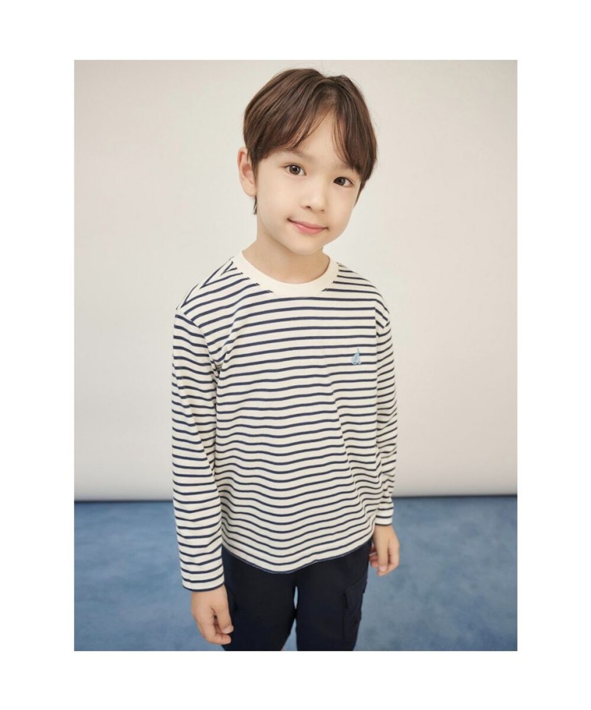 빈폴 키즈(BEANPOLE KIDS) 스트라이프 레이어드 반팔 & 긴팔 2PCS 상상세트  스카이 블루 (BI5741U02Q)