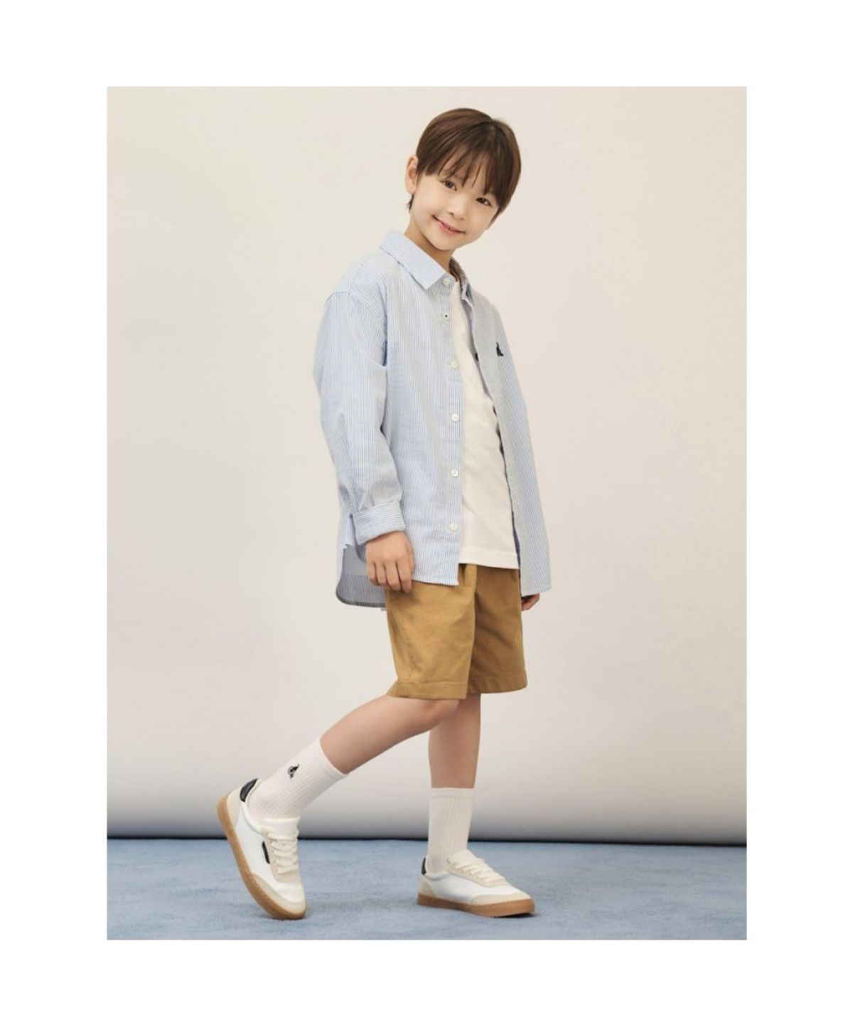빈폴 키즈(BEANPOLE KIDS) 시어서커 스트라이프 오버핏 셔츠  스카이 블루 (BI5764U02Q) (BI5764U02Q) (BI5764U02Q)