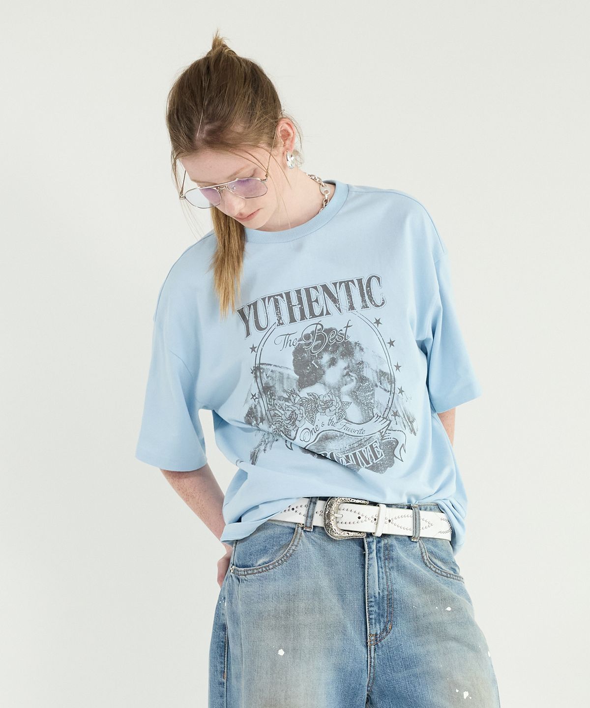 유센틱(YUTHENTIC) ANGEL VTG 티셔츠 스카이블루 AW5ME43921