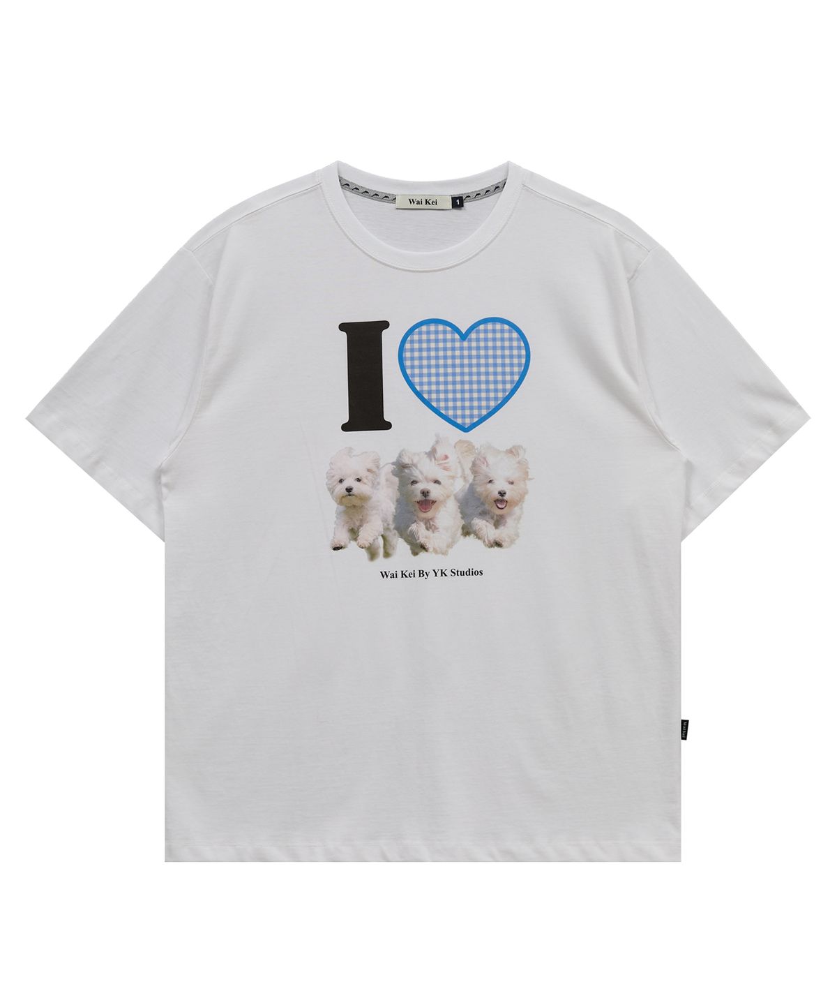 와이케이(WAIKEI) I LOVE 말티즈 반팔티셔츠 화이트