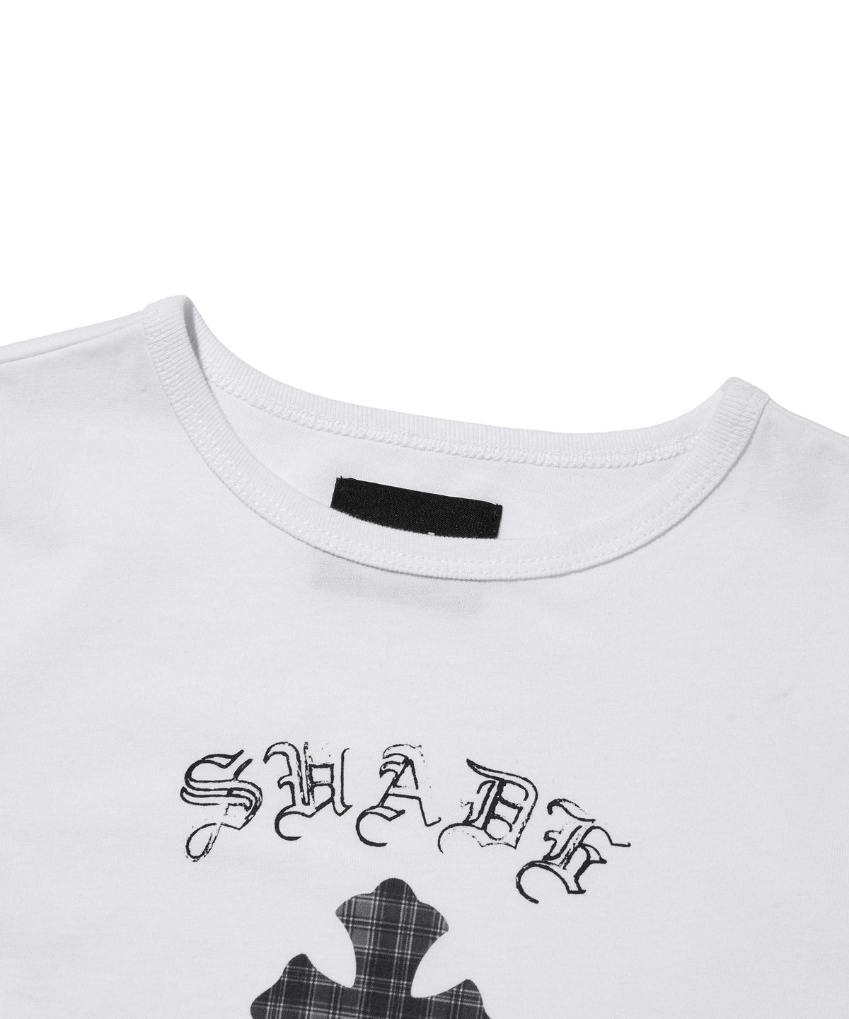 스웨이드(SUADE) CHECKERED CROSS CROP TEE [WHITE]