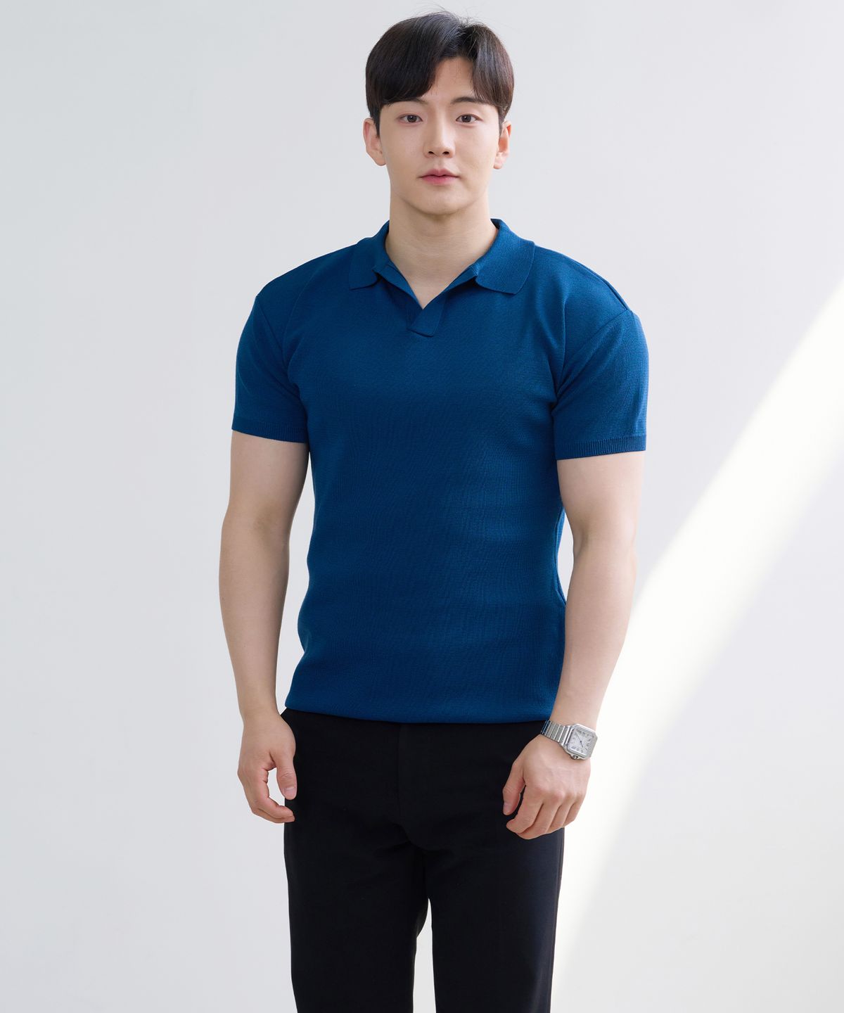핵쿨남(HECKCOOLNAM) 어깨넓어보이는 아이스쿨링 남자 머슬핏 카라 반팔 니트 티셔츠