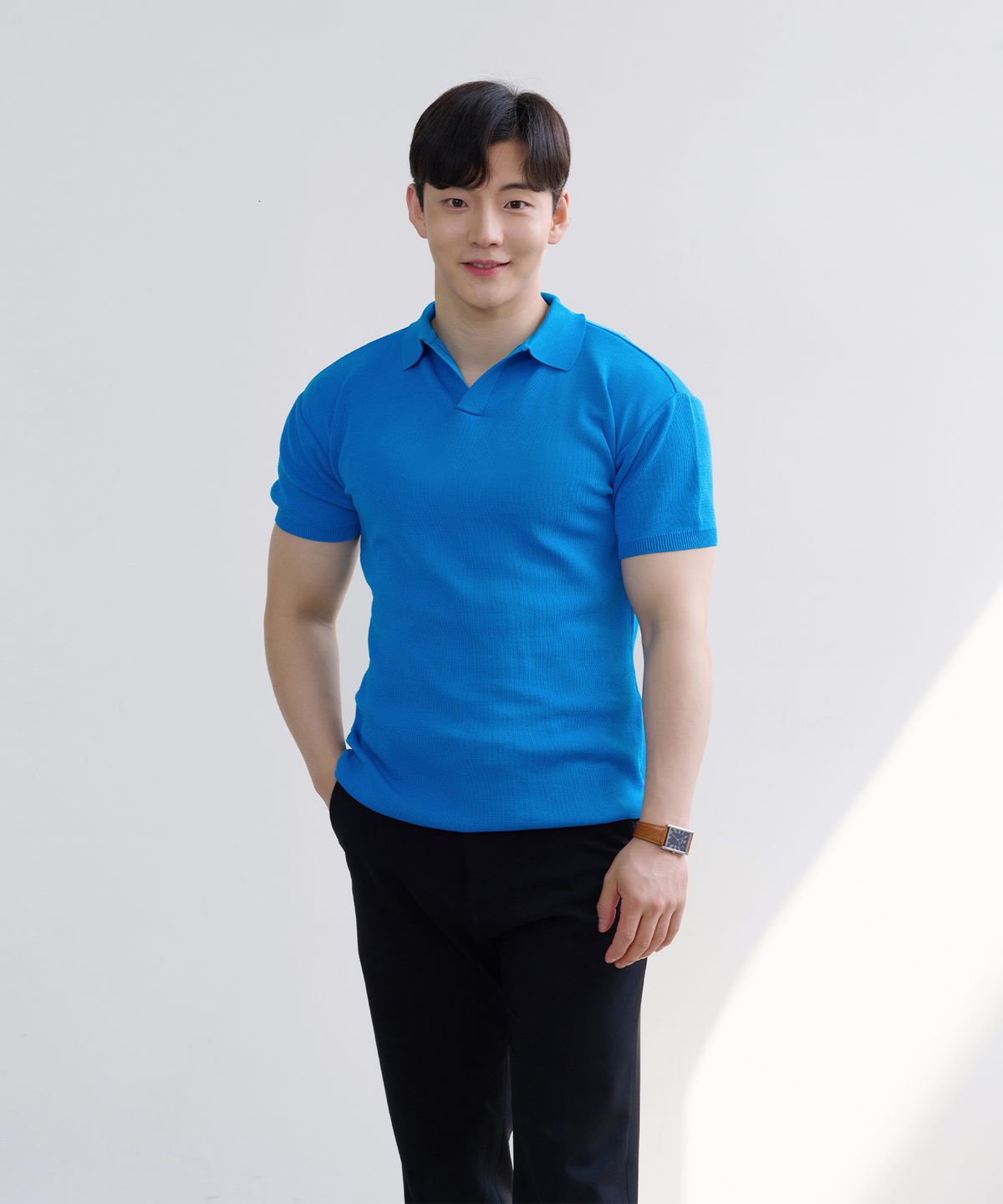 핵쿨남(HECKCOOLNAM) 어깨넓어보이는 아이스쿨링 남자 머슬핏 카라 반팔 니트 티셔츠