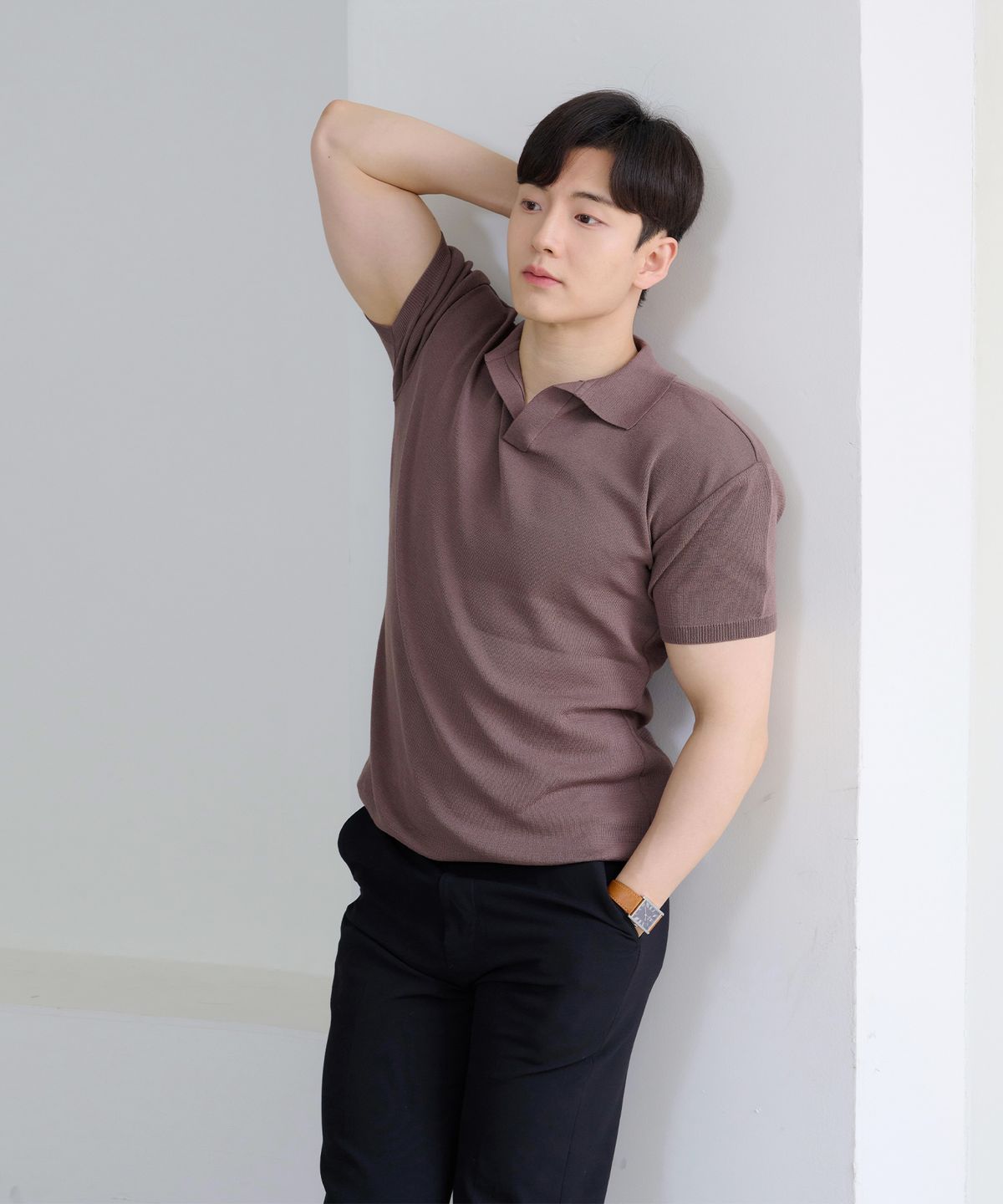 핵쿨남(HECKCOOLNAM) 어깨넓어보이는 아이스쿨링 남자 머슬핏 카라 반팔 니트 티셔츠
