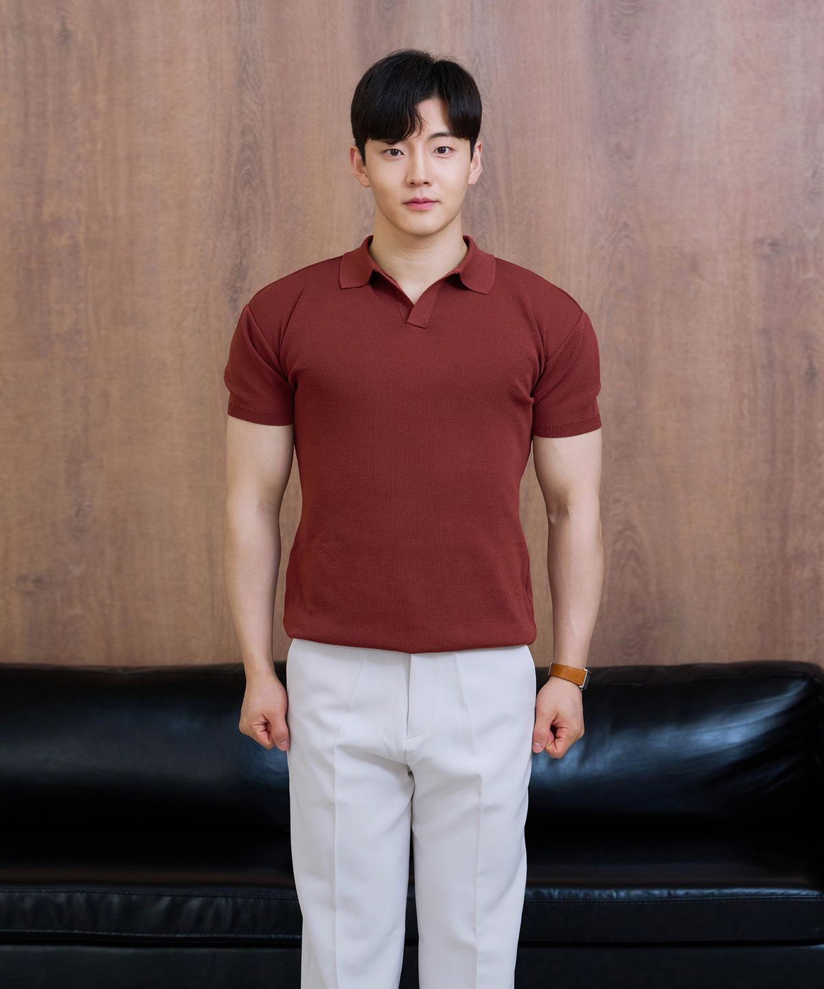 핵쿨남(HECKCOOLNAM) 어깨넓어보이는 아이스쿨링 남자 머슬핏 카라 반팔 니트 티셔츠