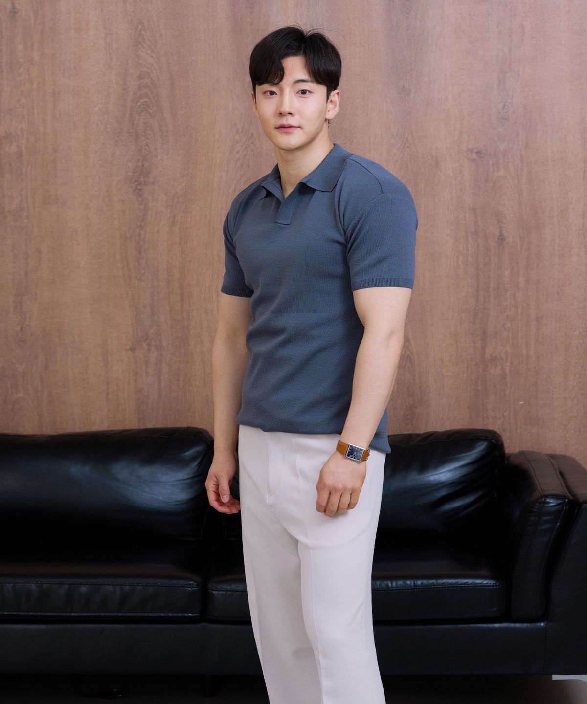핵쿨남(HECKCOOLNAM) 어깨넓어보이는 아이스쿨링 남자 머슬핏 카라 반팔 니트 티셔츠