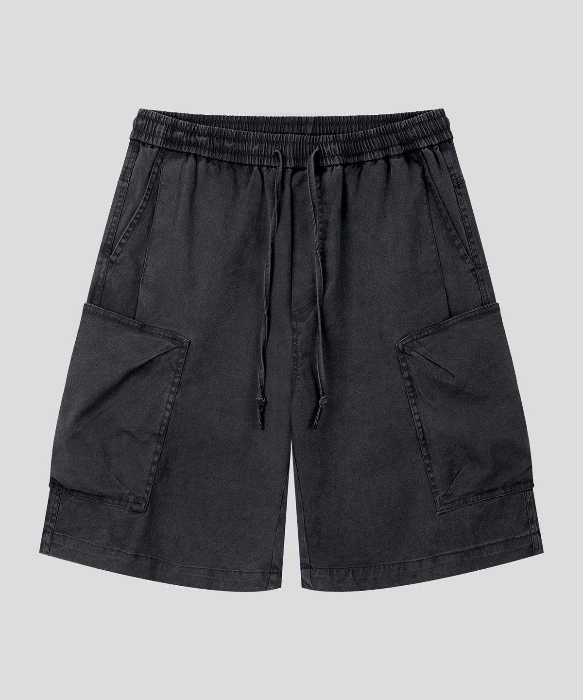 【MUCENT】Slab Pigment Washing l Logo Shorts★25SS★ MUCENT - SLAP PIGMENT WASHING METAL LOGO DENIM Faded SHORTS