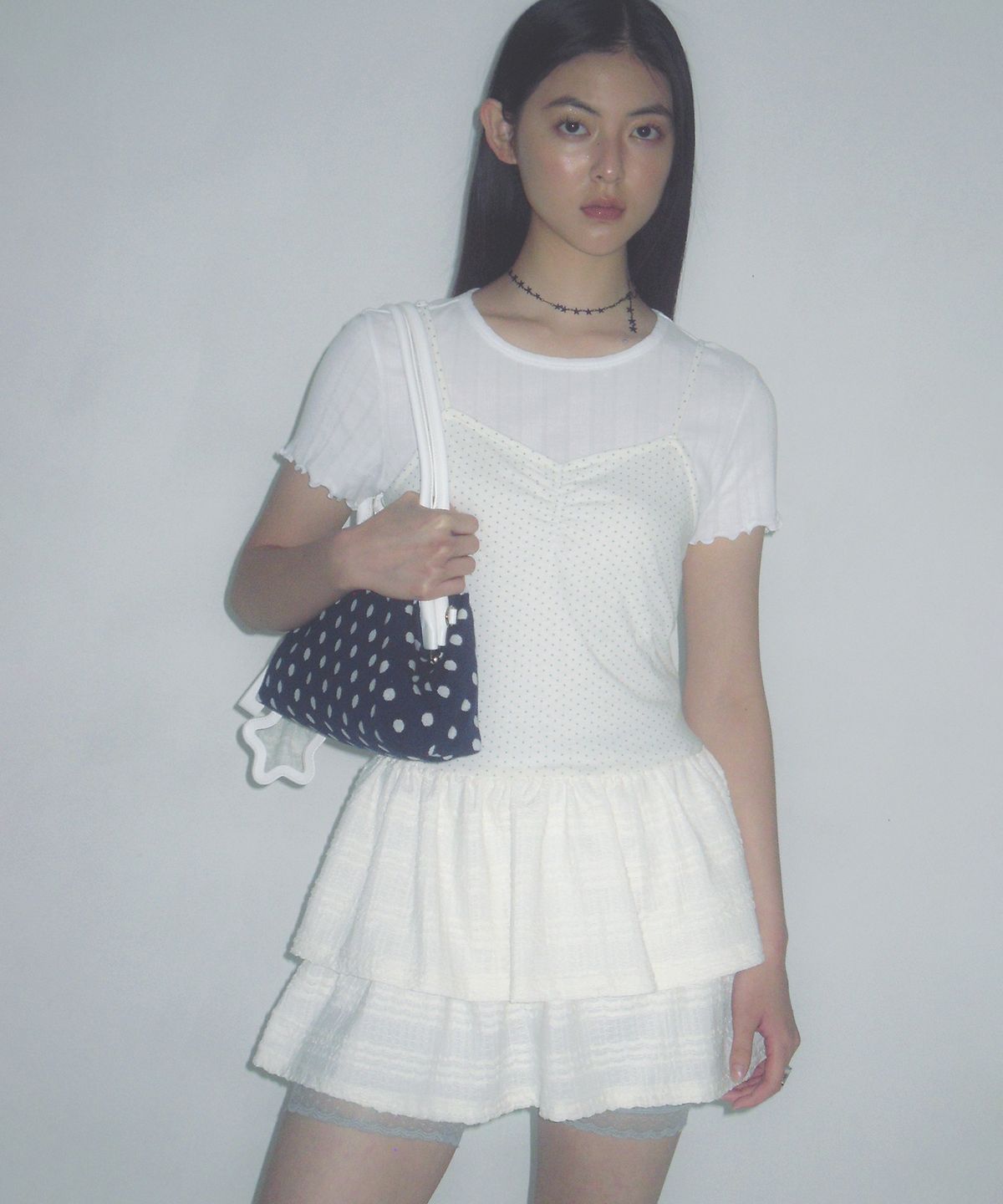 배드블루(BADBLUE) Dot Garden Dress Ivory