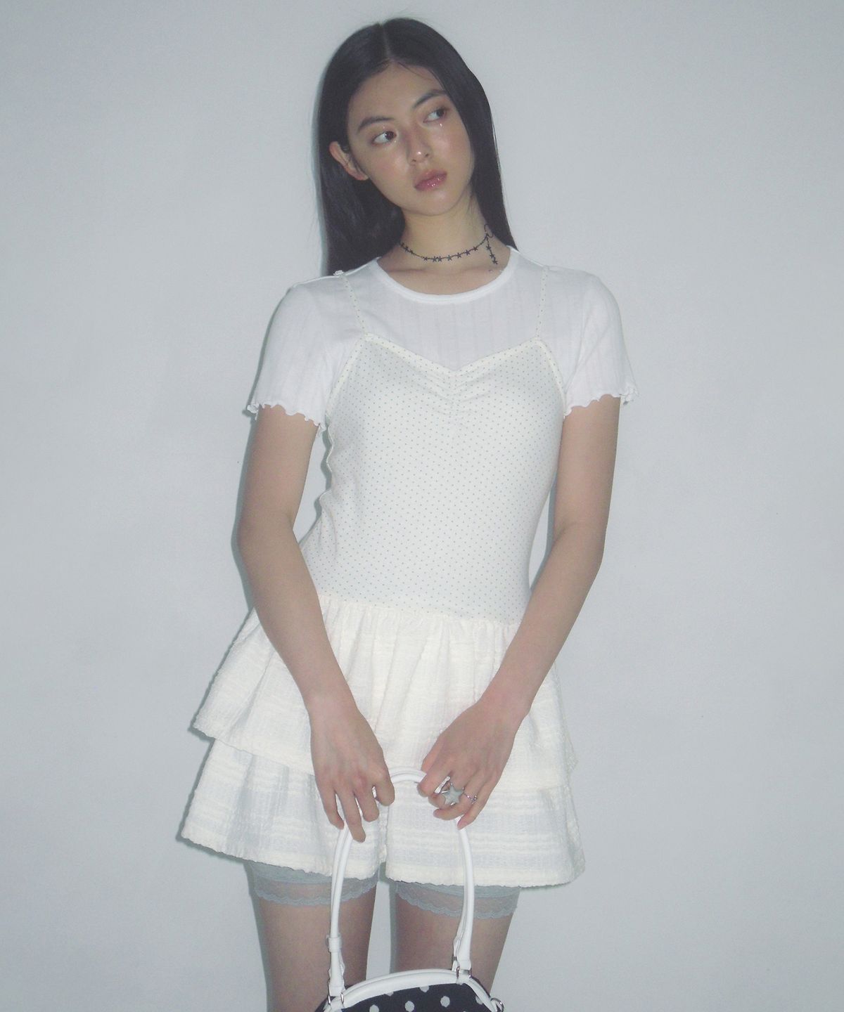 배드블루(BADBLUE) Dot Garden Dress Ivory