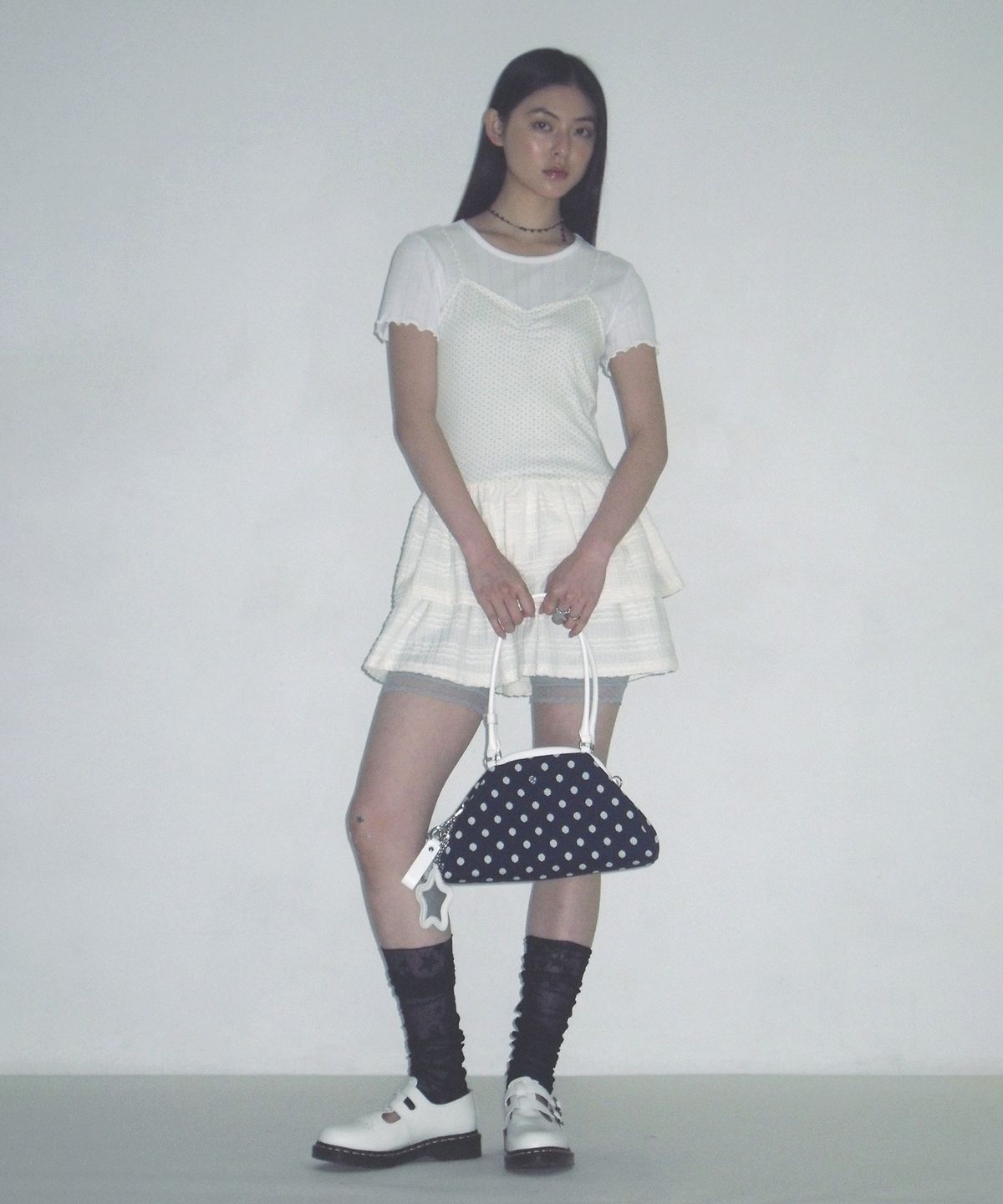 배드블루(BADBLUE) Dot Garden Dress Ivory