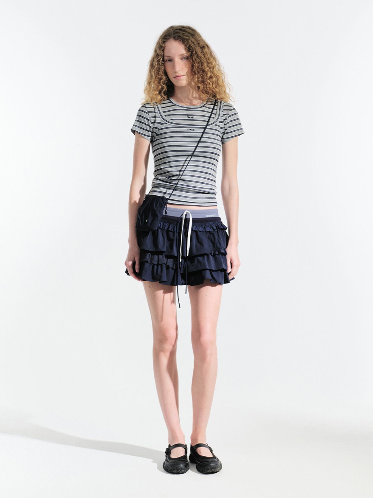 그로브(GROVE) JULIAN STRIPE T-SHIRT (MELANGE GREY)