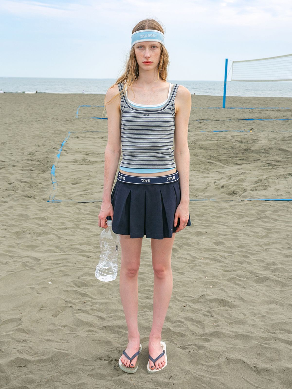 그로브(GROVE) PIA PLEATED SKIRT (NAVY)
