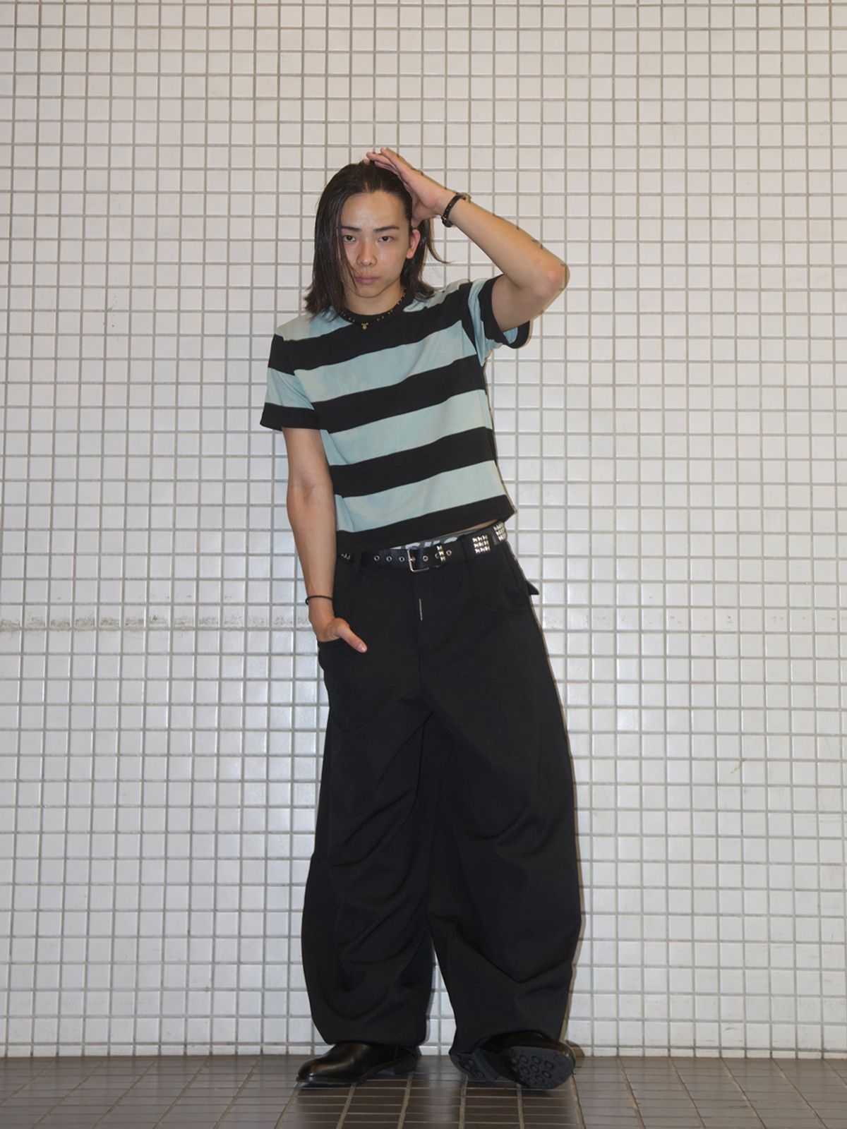 고저(GOZER) WANG STRIPE HALF T-SHIRT_MINT