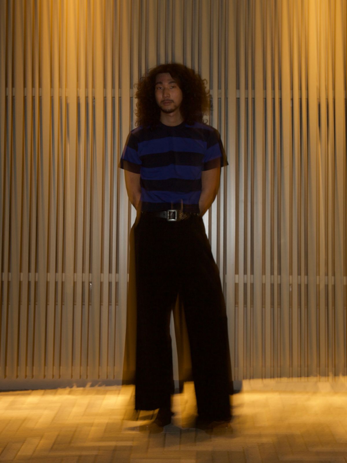 고저(GOZER) WANG STRIPE HALF T-SHIRT_BLUE