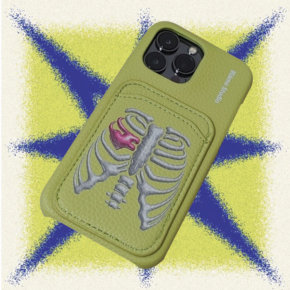 블레임 스튜디오(BLAMESTUDIO) Green Skull Leather case