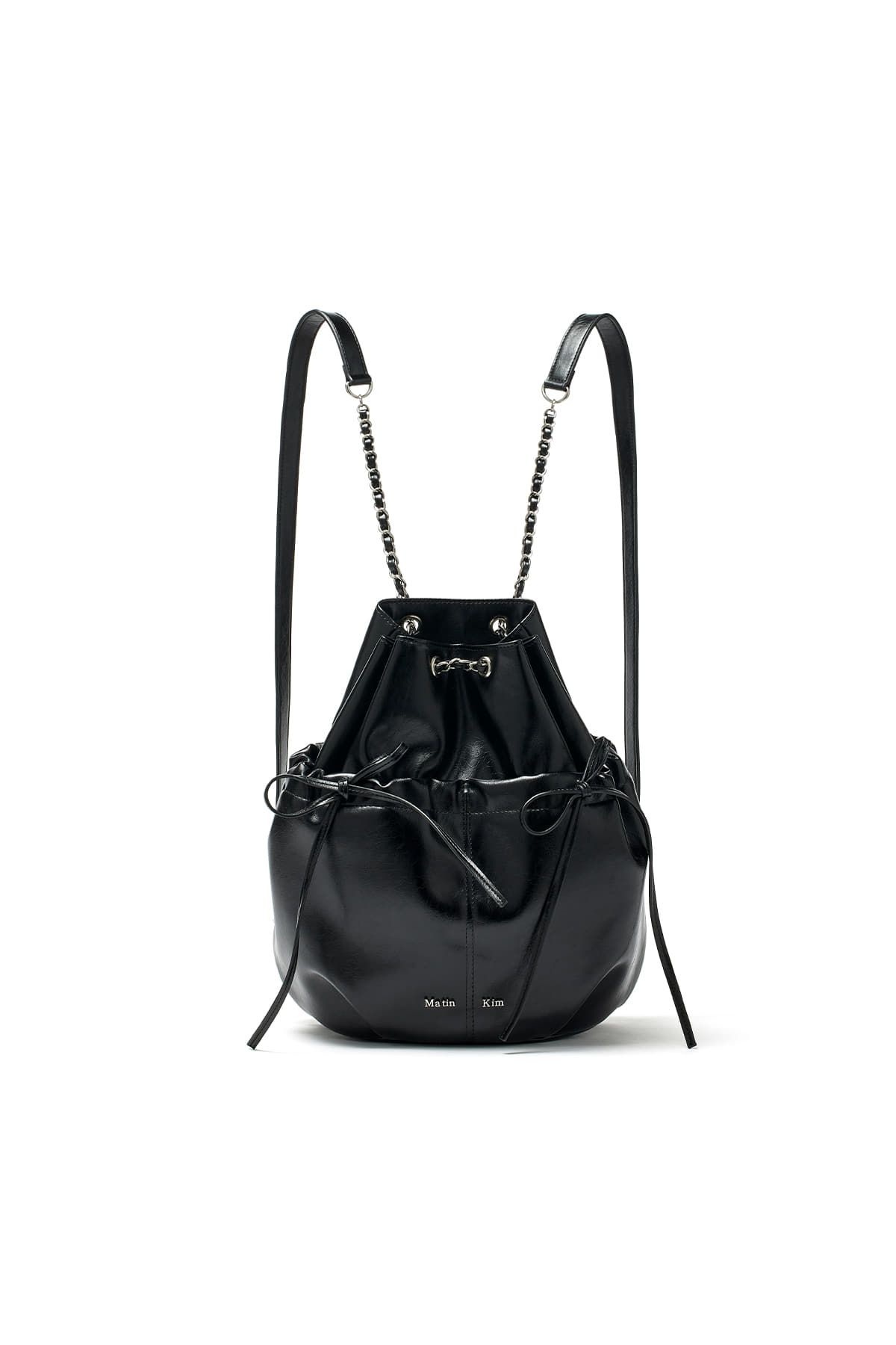 ★Matin Kim★DRAW STRING RIBBON BACK PACK MUSINSA | MATIN KIM DRAW STRING RIBBON BACK PACK IN BLACK