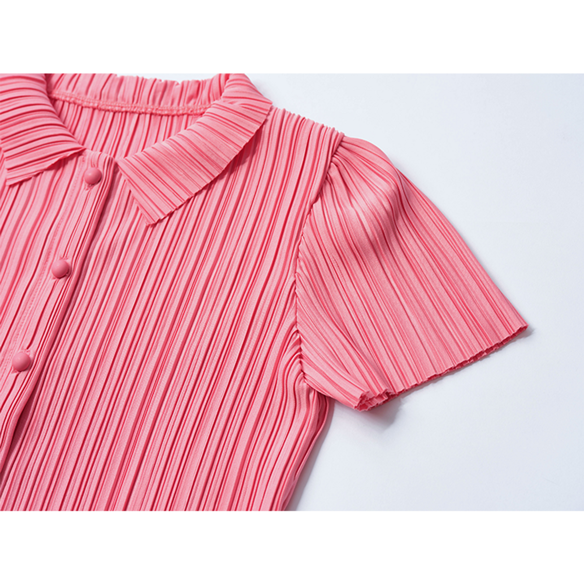 라메종드도도(LA MAISON DE DODO) Clair Summer Blouse in Pleats (Watermelon Pink)_여아용 플리츠 블라우스