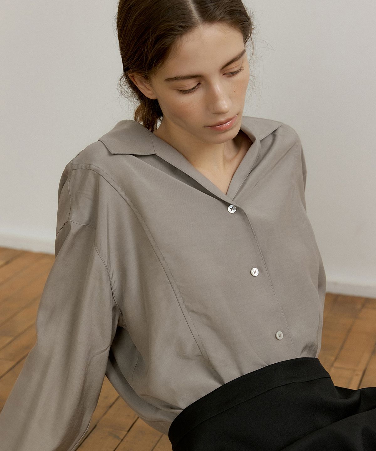 오떼뜨(OCTETTE) MODAL OPEN WRAP-SHIRTS_2COLOR