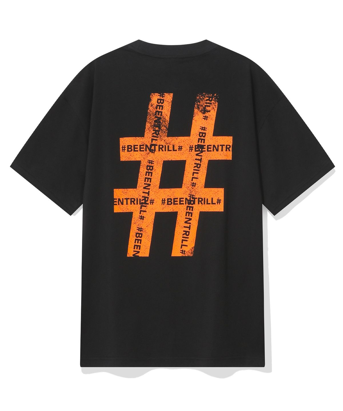 빈트릴(BEENTRILL) 롤러 페인팅 해시태그 티셔츠(블랙)