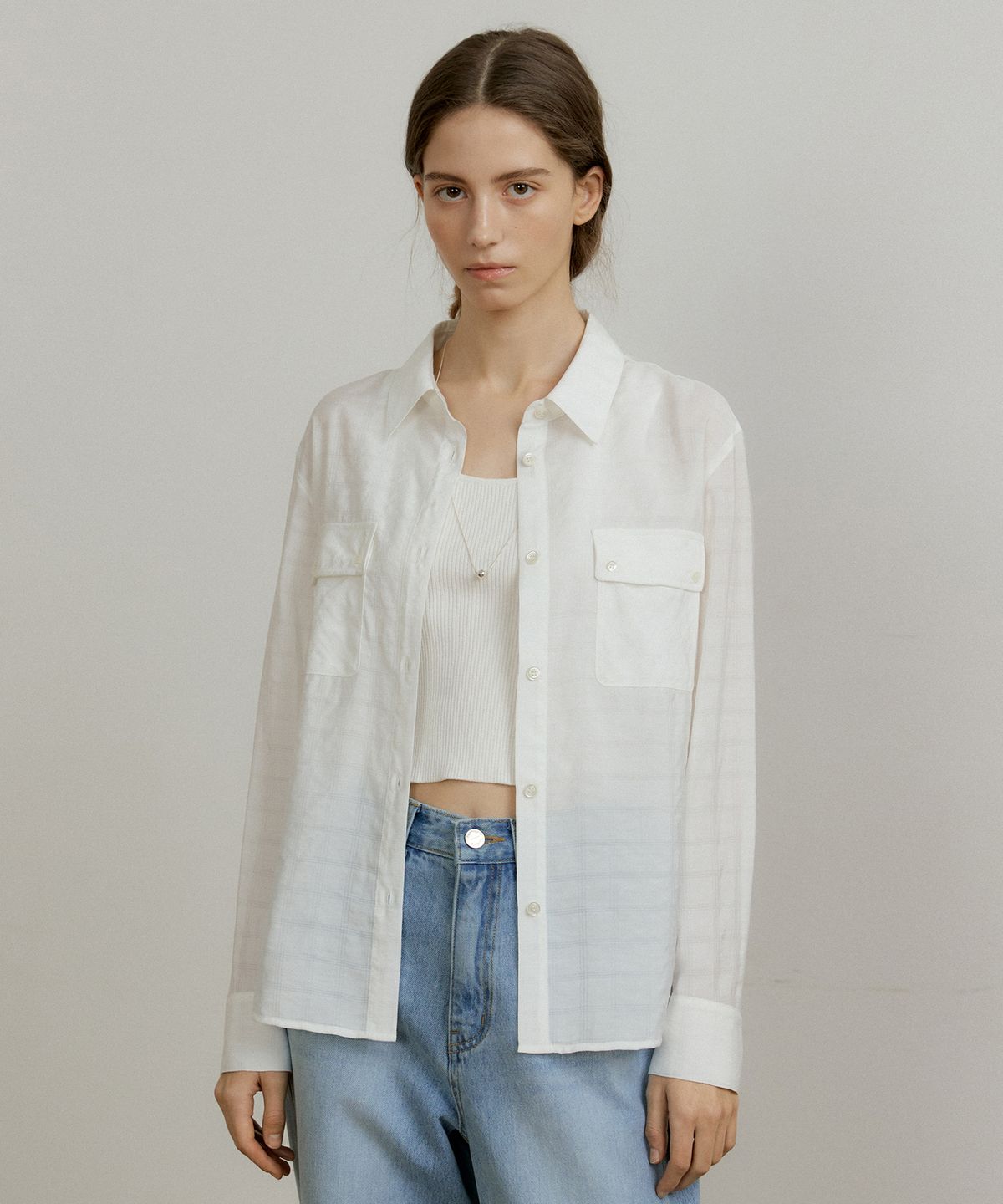 오떼뜨(OCTETTE) SILKY CHECK SHIRTS_2COLOR