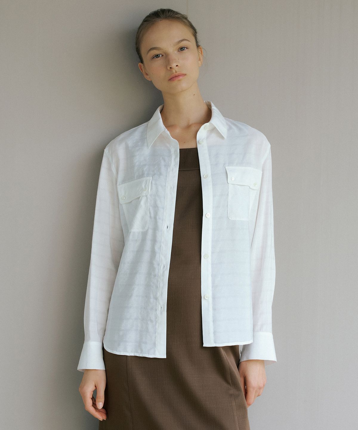 오떼뜨(OCTETTE) SILKY CHECK SHIRTS_2COLOR