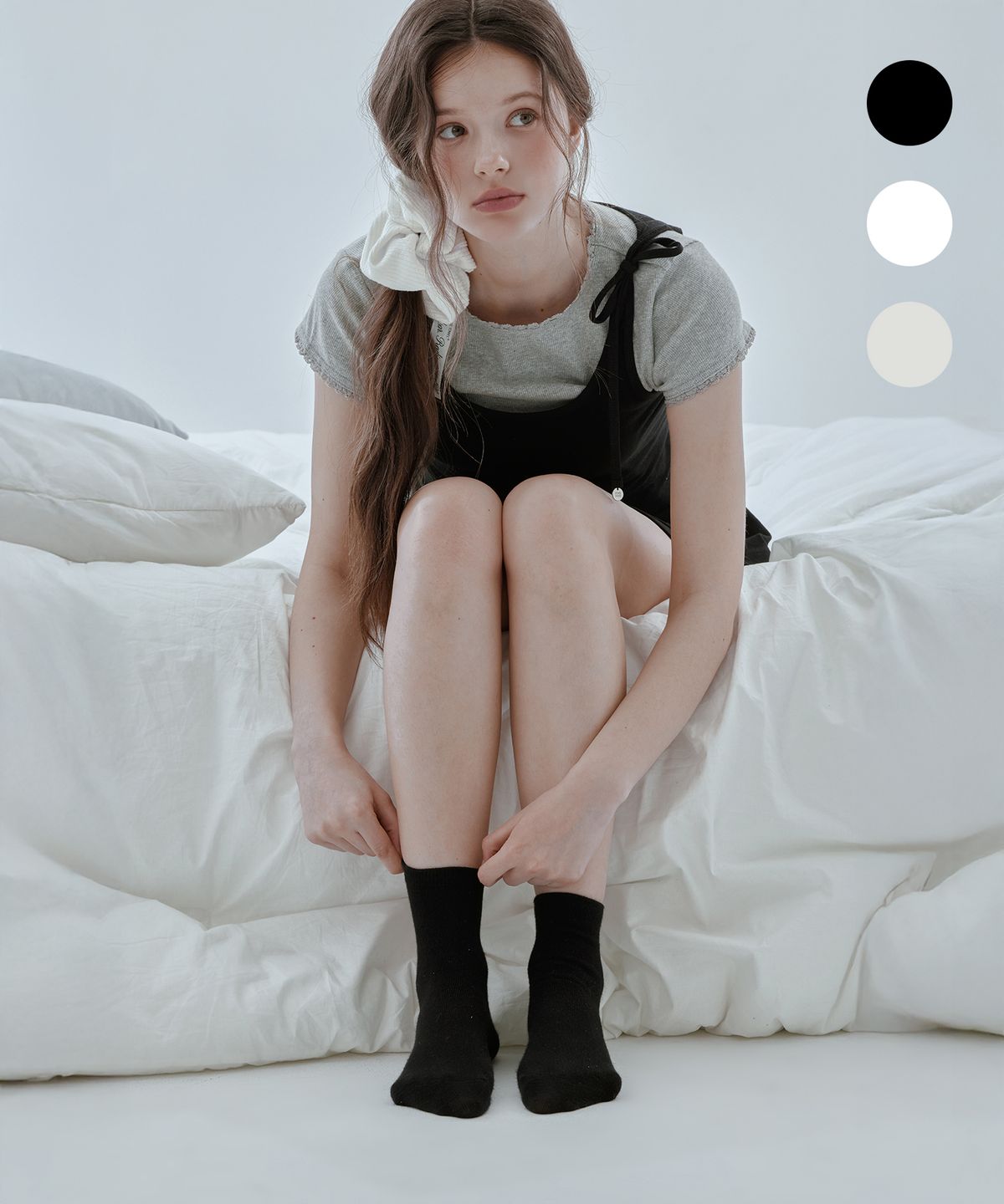 누아트 스튜디오(NUART STUDIO) [5pack] 코시모 미들 삭스_블랙/화이트/코튼화이트