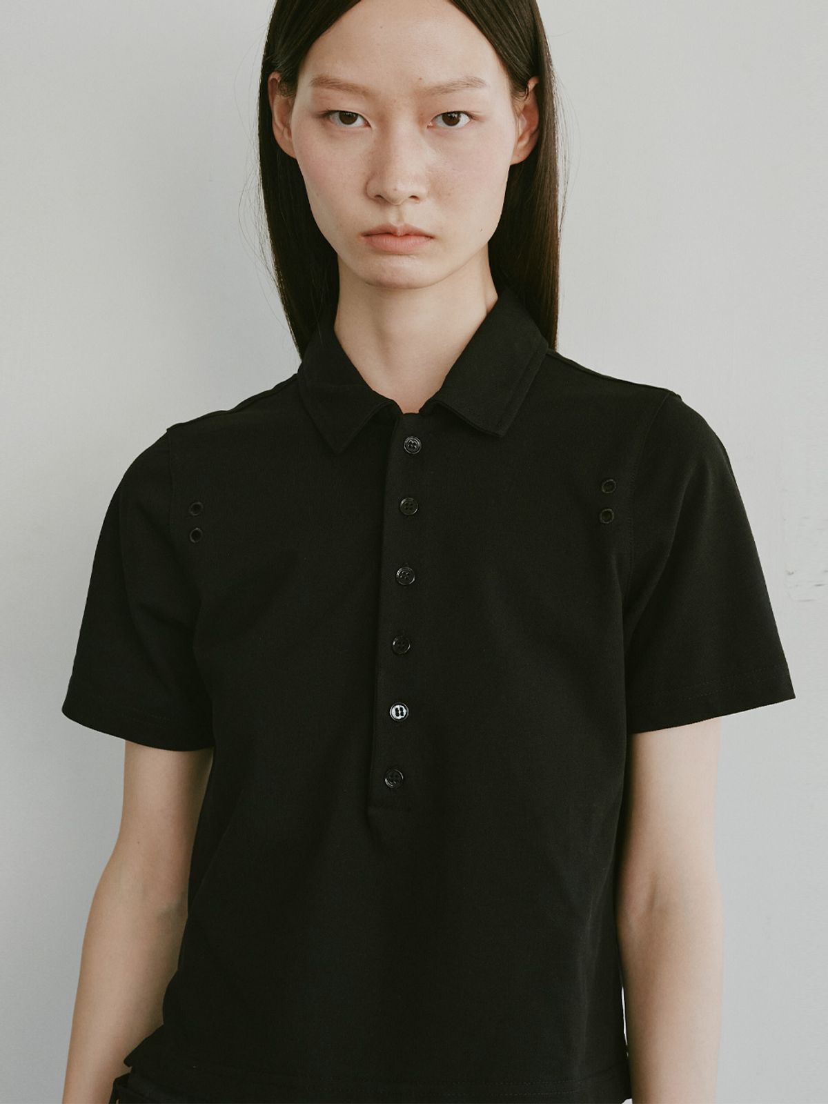 플리즈프로젝트(PLZPROJECT) PUNCHING PK T-SHIRT,BLACK